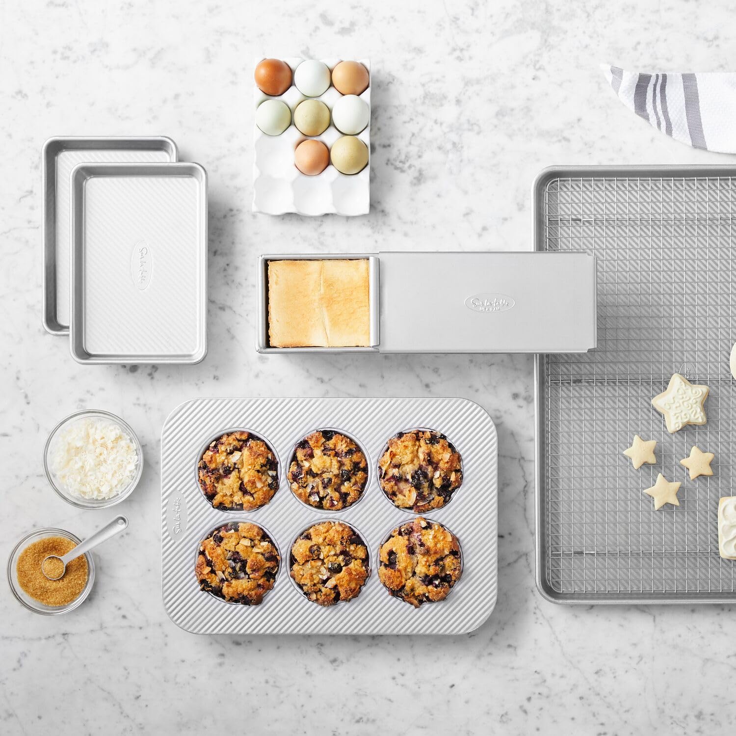 Sur La Table Platinum Pro Jumbo Muffin Pan, 6 Count, Gray