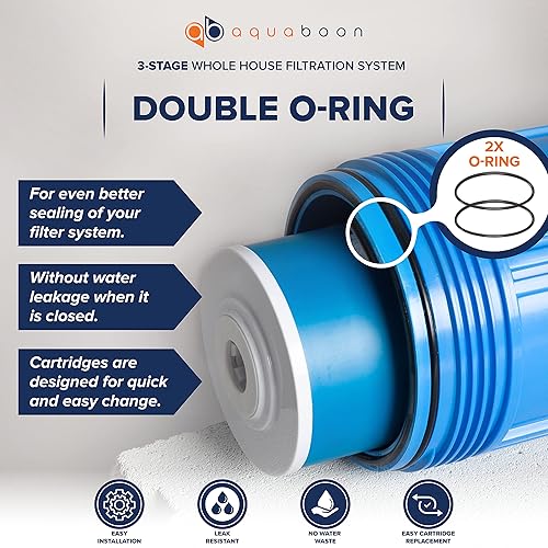 Miniatura 4 de Aquaboon Sistema de filtro de agua de 3 etapas con 20 x 4.5 GAC y filtros de sedimentos para sistema de filtración de agua para toda la casa con