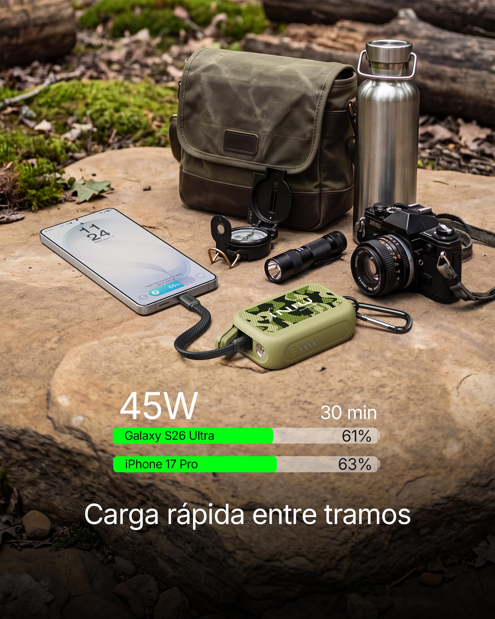 INIU 45W Power Bank, 10000mAh Cargador portátil Resistente para Exteriores