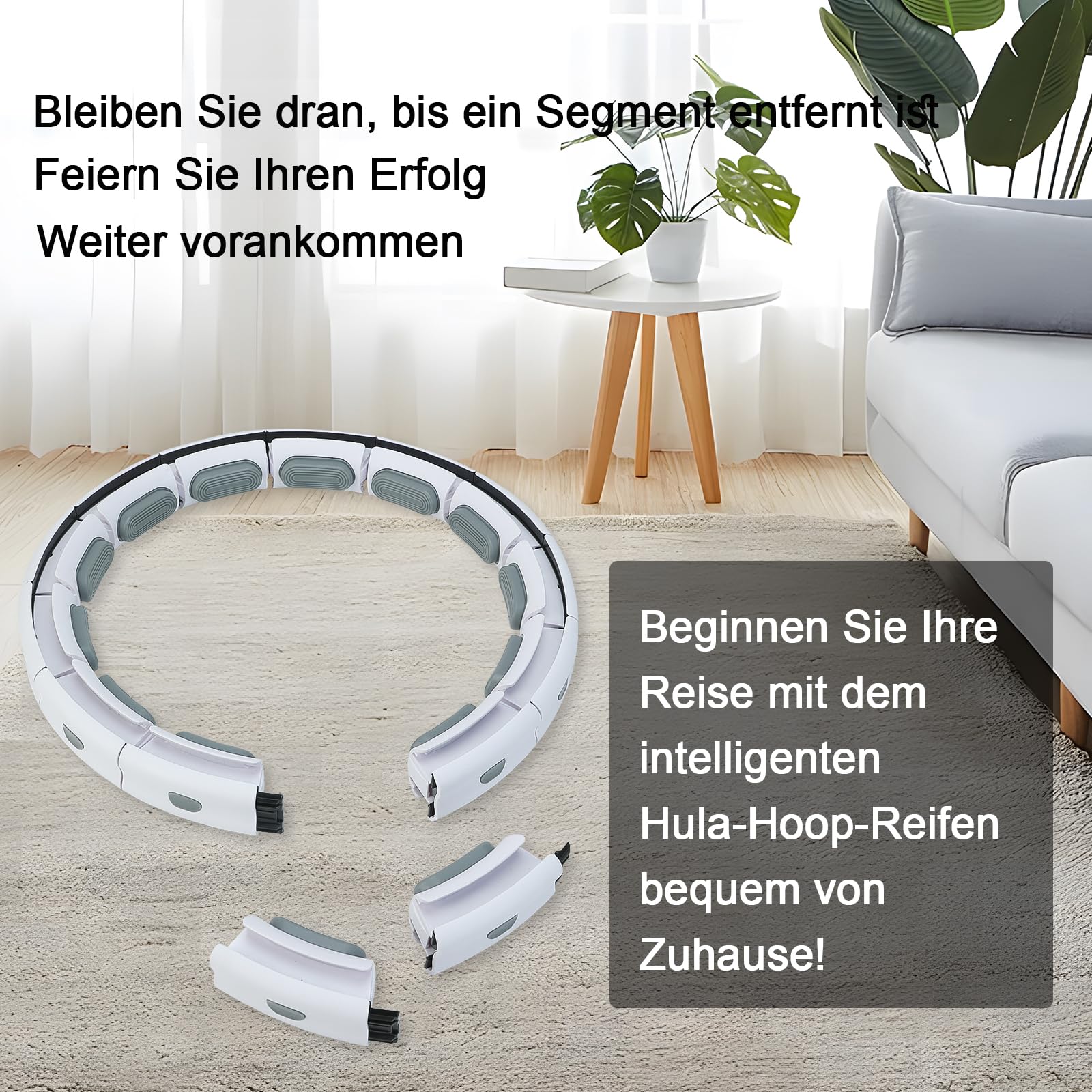 Silencomfort Smart Hula Hoop – Leiser Fitnessreifen Mit Gewichtskugel, Zähler & 16 Knoten (verstellbar Bis 110 Cm)