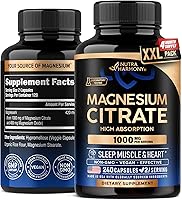 Vista 1 de Cápsulas de citrato de magnesio de 1000 mg Suplemento de alta absorción - Soporte para dormir, músculos y corazón - Vegano Sin OMG - Fabricado