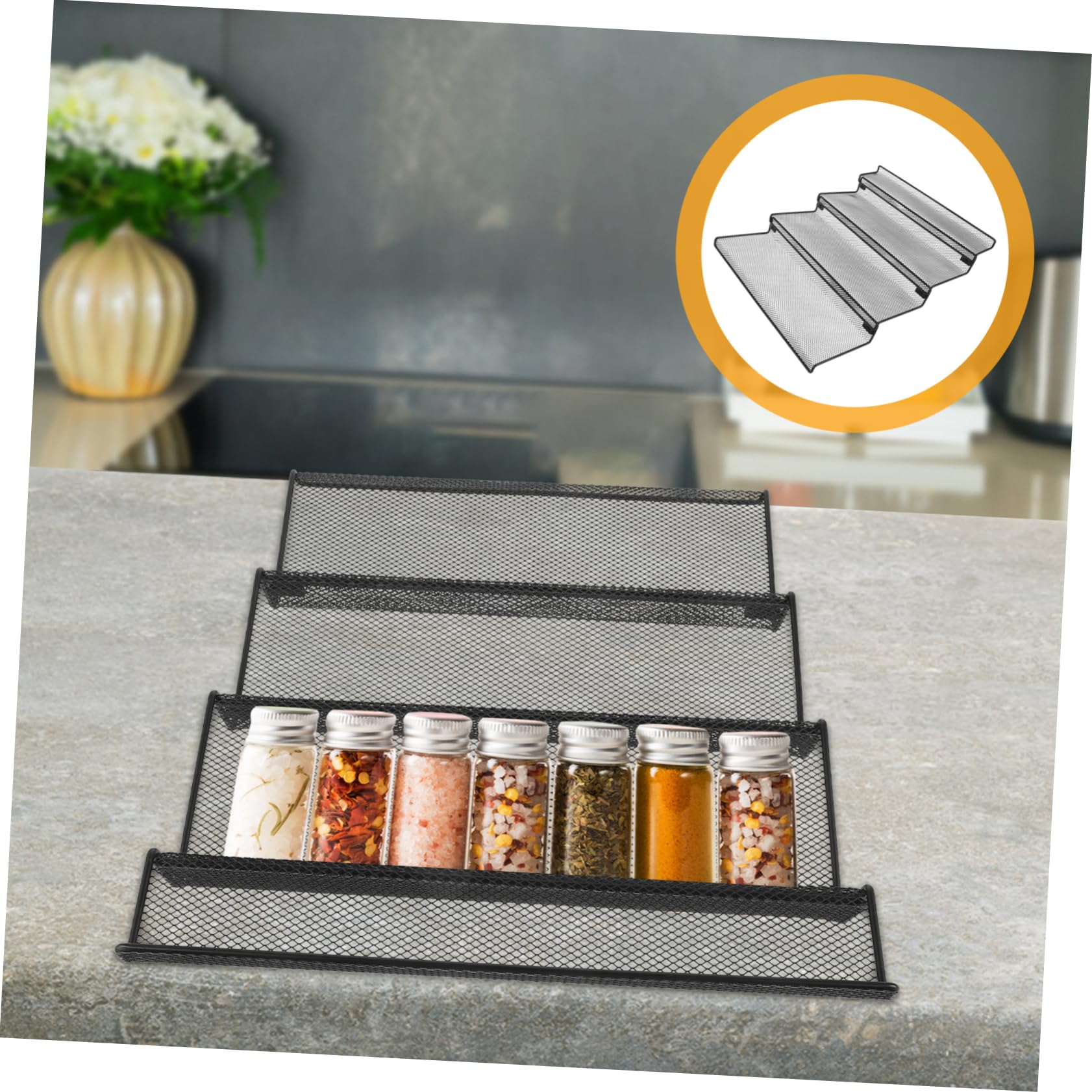 Cabilock Organizer Per Spezie in Metallo Riutilizzabile Per Barattoli Vassoio Per Cassetto Per Condimenti e Articoli Da Casa Design Moderno e Robusto