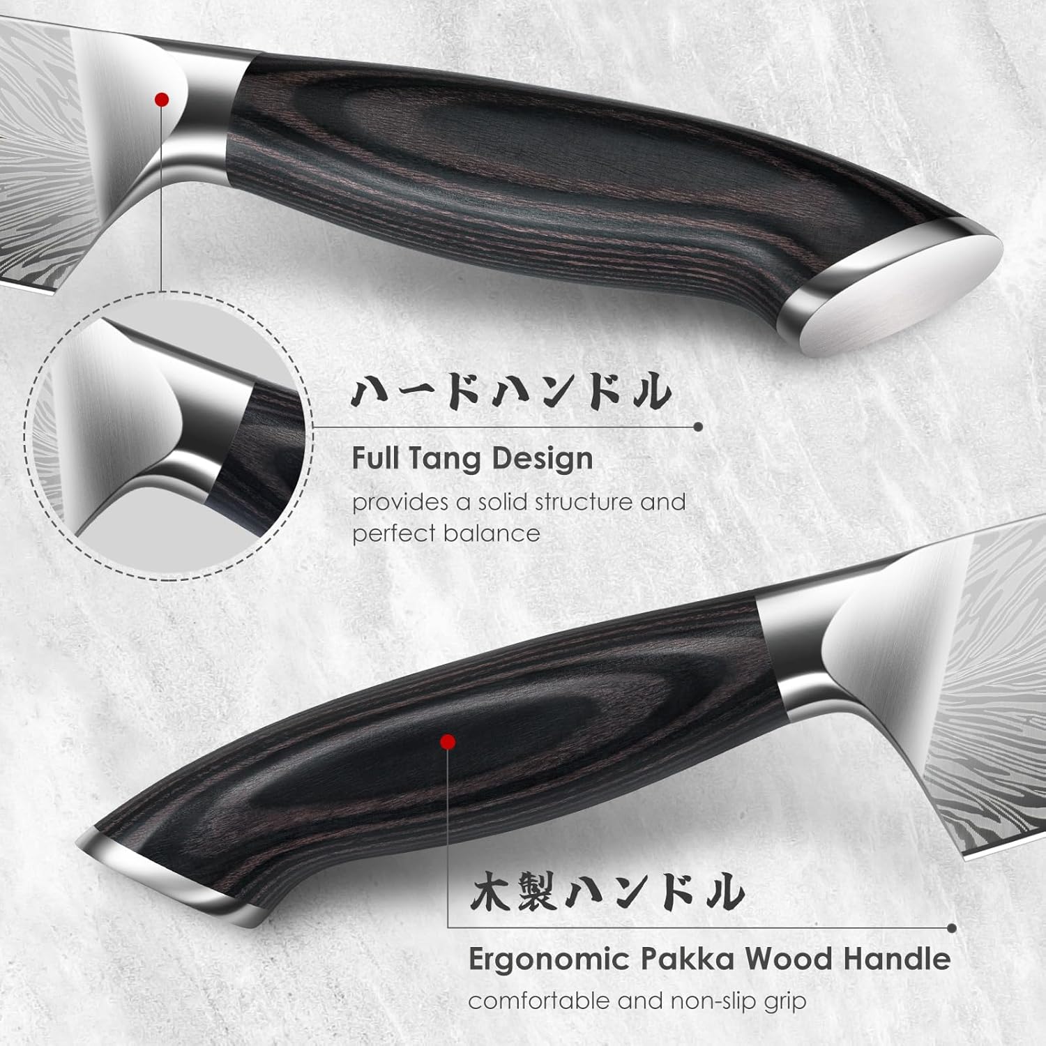 SHAN ZU 7 inch Chef Knife in Powder Steel, Ultra Sharp Japanese Santoku Knife, High Carbon Professional Kitchen Knives with Ergonomic Pakkawood Handle, Utility Knives for Meat and Vegetable - Image 5