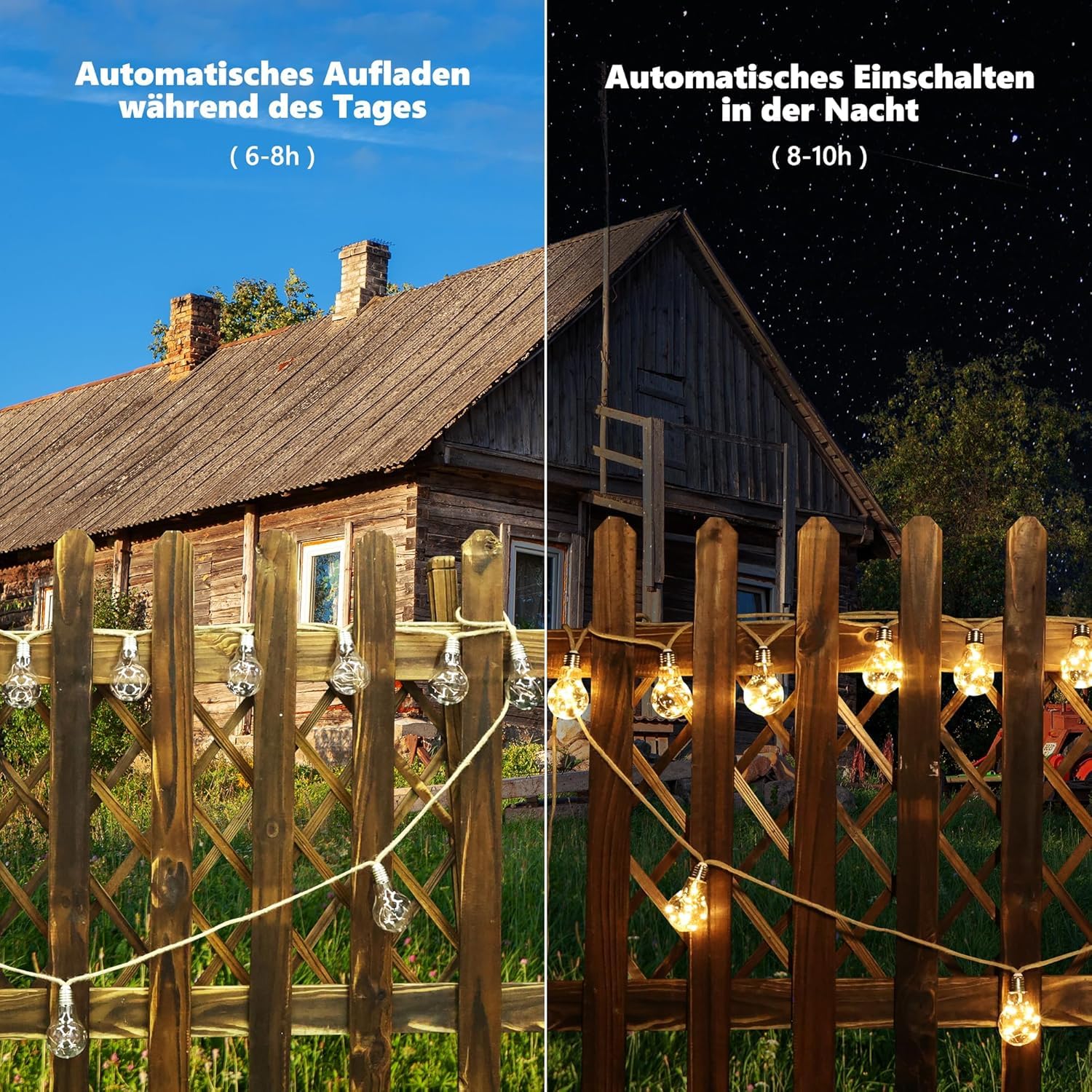Joomer Solar Lichterkette Aussen 7.5M 16 Glühbirnen LED Solar Lichterkette Außen Wetterfest Gartenleuchte 8 Modi Vintage Warmweiß Outdoor Hanfseil Lichterkette für Party Balkon Hochzeit Pavilion