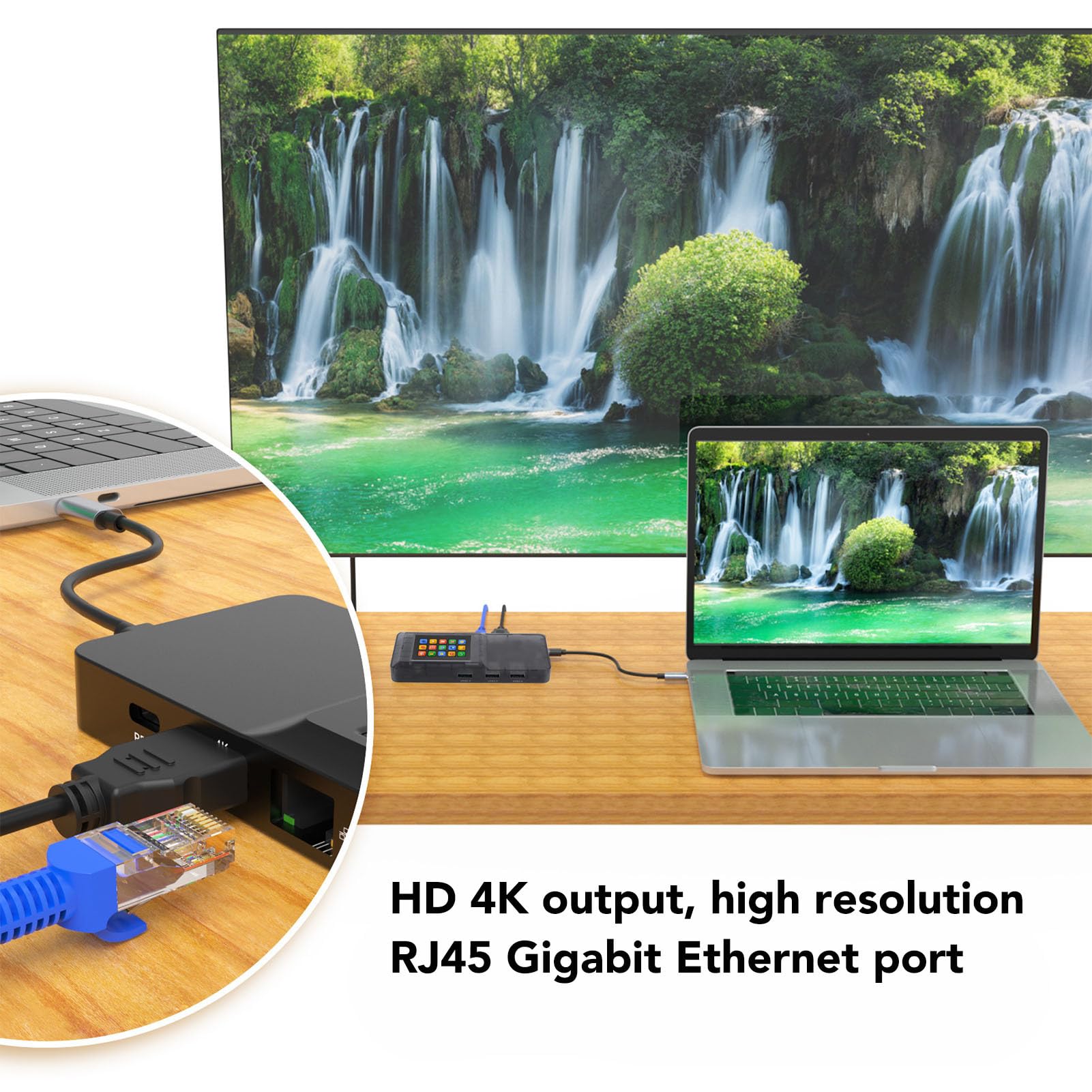 Hub USB C Docking Station 8 in 1 con Porta di Interfaccia Multimediale HD 4K per Laptop Hub di Espansione USB C per Impiegati