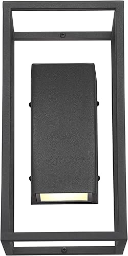 Miniatura 7 de Possini Euro Design Kell - Moderna lámpara de pared para exteriores, con textura, color negro, regulable, LED de 14 pulgadas, difusor de vidrio