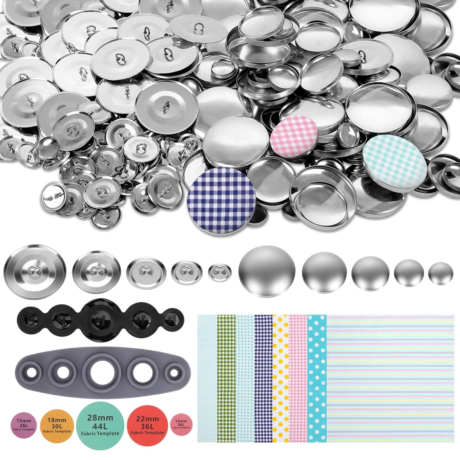EEEKit 100PCS Button Covers Kit: 5 Sizes DIY Fabric Cloth Covered Buttons
