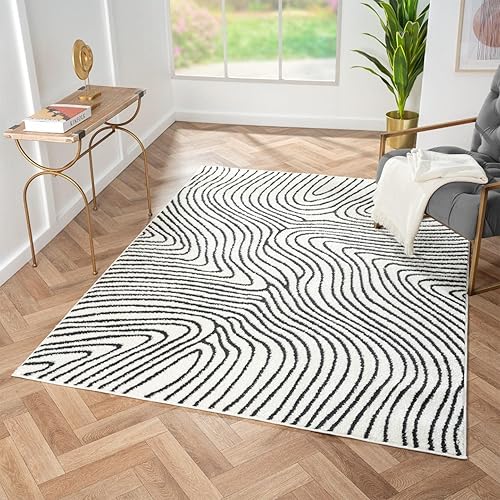 LUXE WEAVERS Geometric Swirl Anthracite 5x7 Area Rug