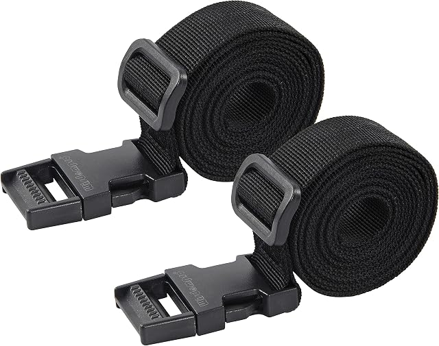 Wisdompro Luggage Strap, 2 Pack of Heavy Duty Utility Strap for Outdoor Sports, Backpacking, Sleeping Bag Compression, Luggage, Bundling, with MOLLE Gear Quick Release Buckle - 48 inches, Black
