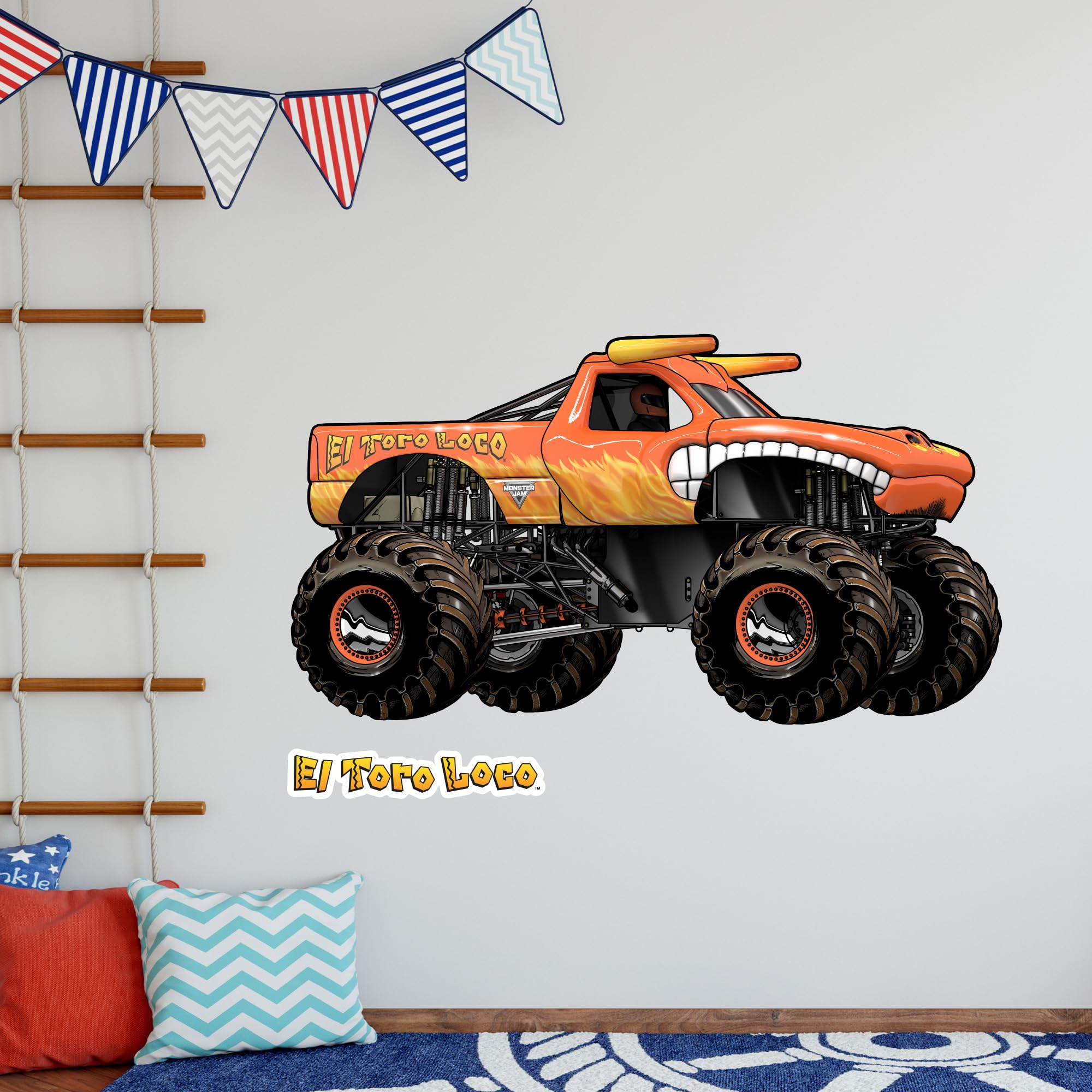 Themed Multicolour Monster Jam Wall Sticker - El Toro Loco Monster Jam Truck Wall Decal Art (60Cm Width X 35Cm Height)