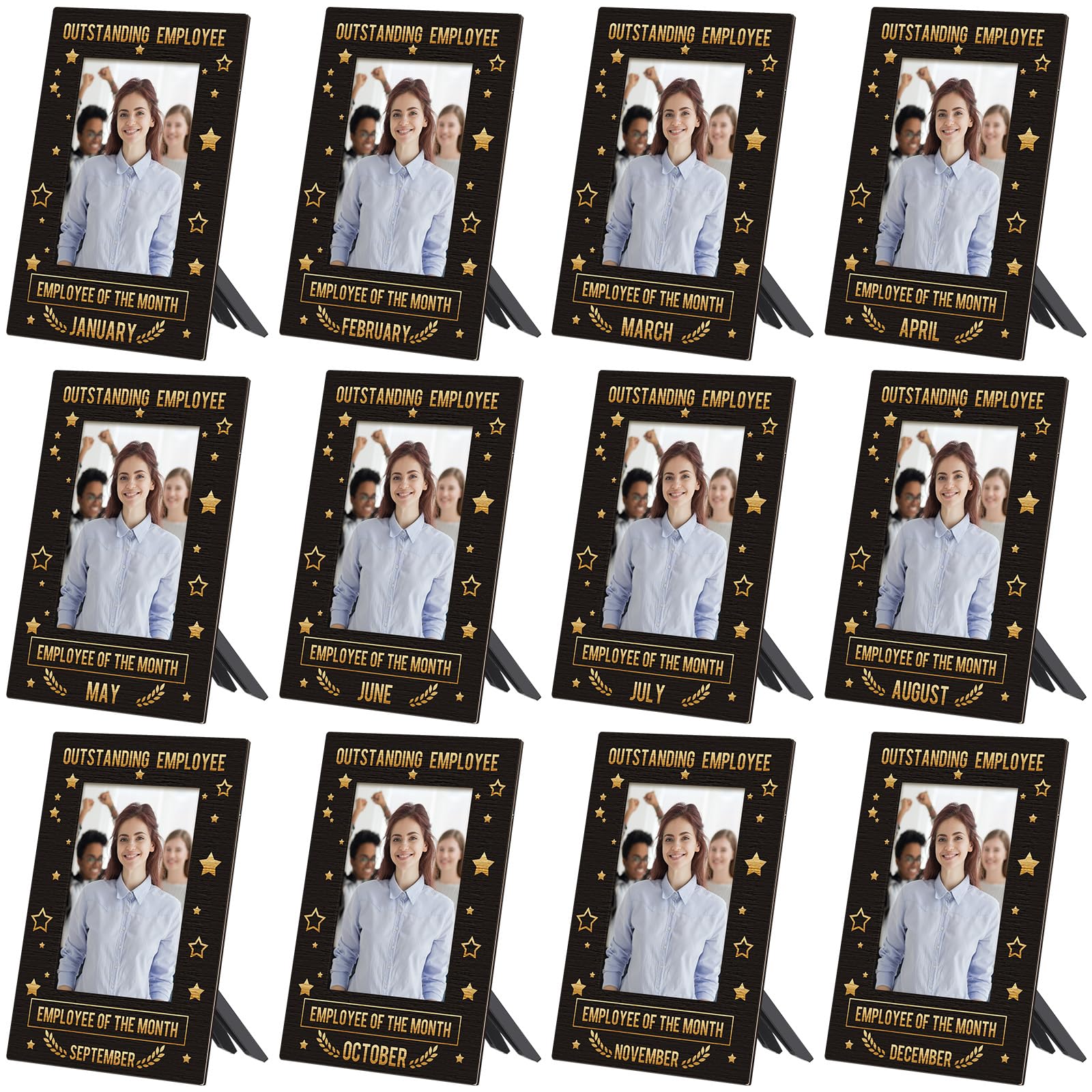 Weysat 12 Pcs Employee Of The Month Award Plaque Frames - Holds 4x6 Photo, Wooden Appreciation Gift For Staff - View #2