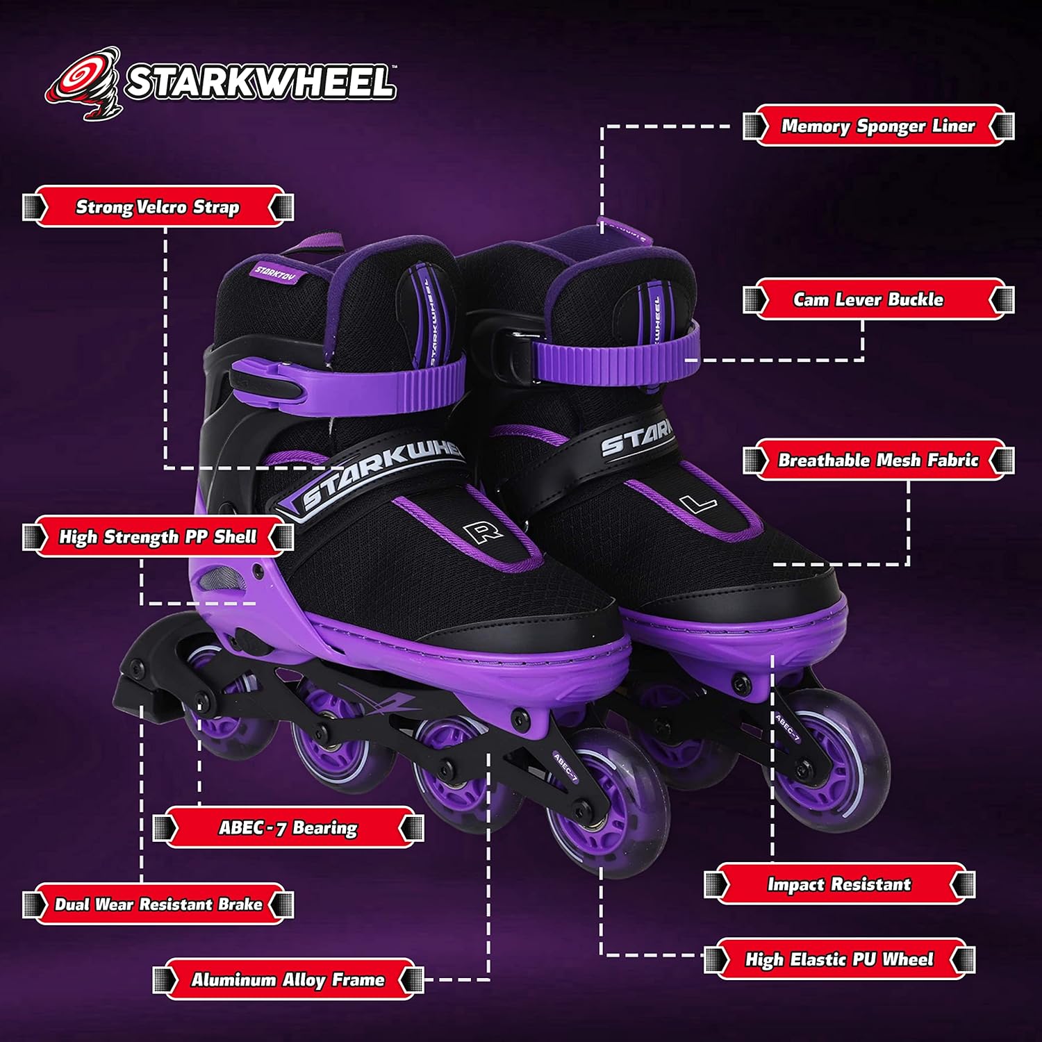 Adjustable Inline Skates for Kids Adults and Teens - Full Light Up Rollerskate Wheels, Outdoor Roller Skate for Adult Men and Women - Best Gifts for Girls and Boys Ages 16 17 18 19+ (Inline Skates)