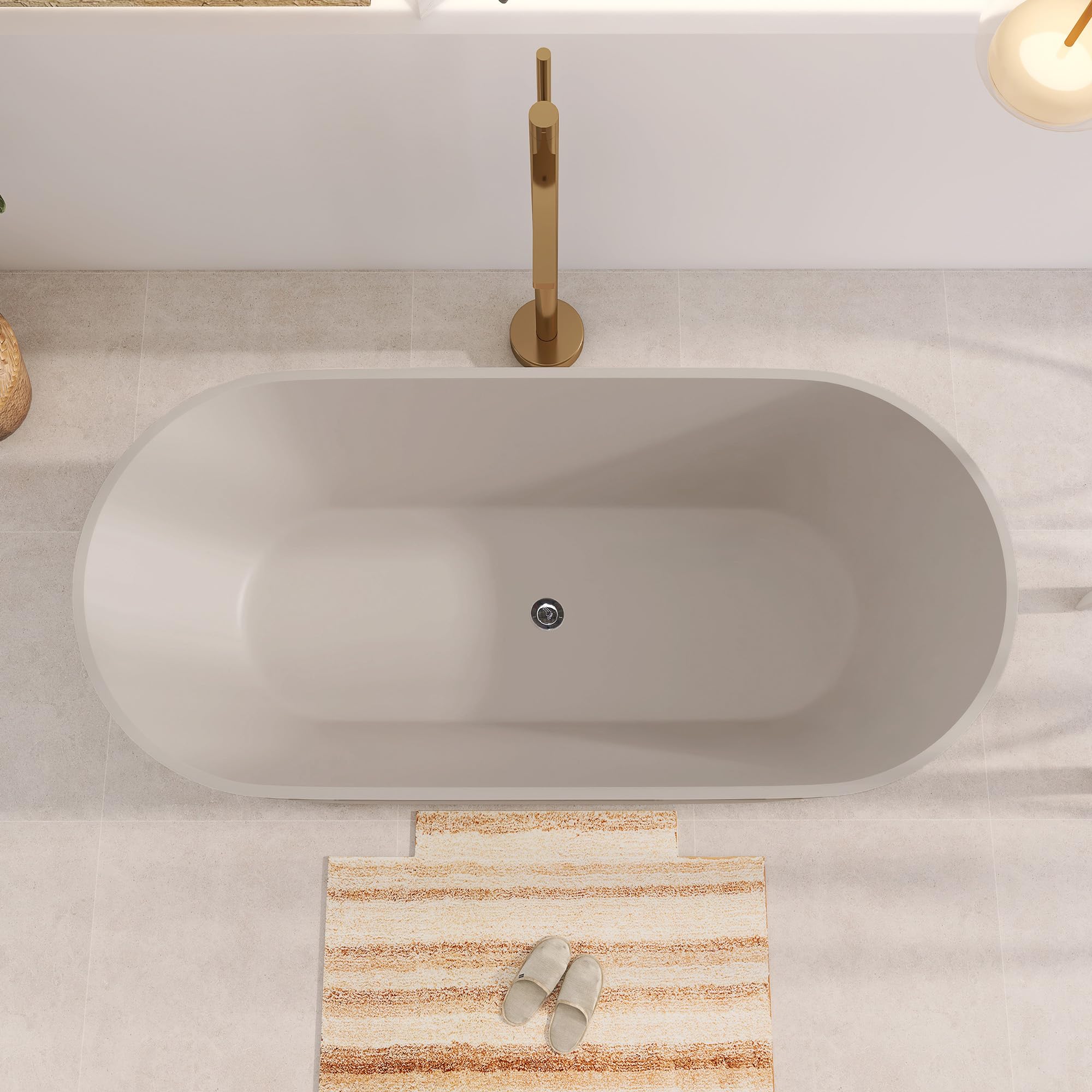 Vasca da bagno indipendente in travertino di alta qualità, con superficie in solido travertino, superficie ruvida opaca con scarico pop-up