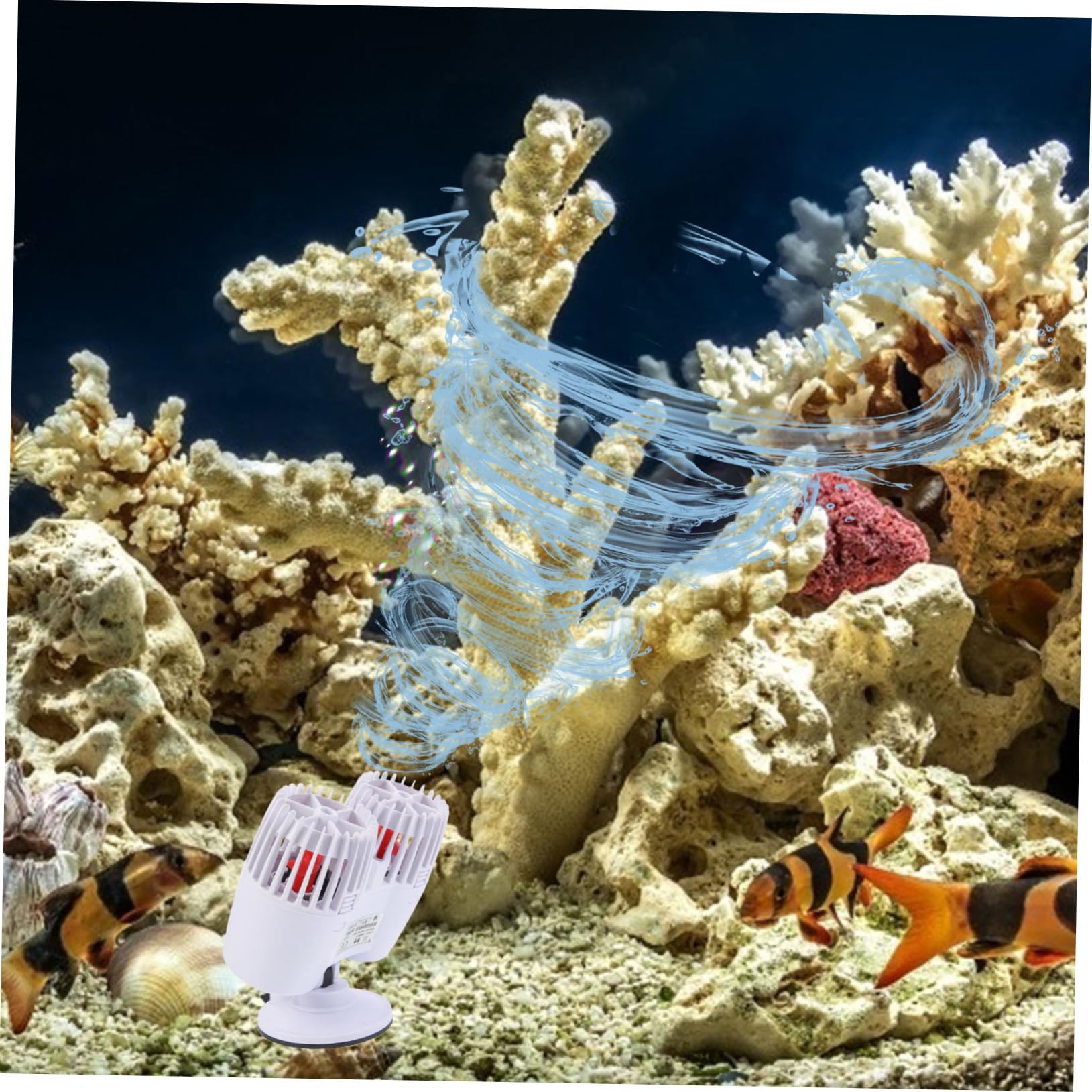 Angoily Leise Wellenpumpe aus Kunststoff mit Saugnapfbasis für Aquarium 15000l/h Förderleistung 20w Leistung und 200cm Kabel für Kleine Aquarien