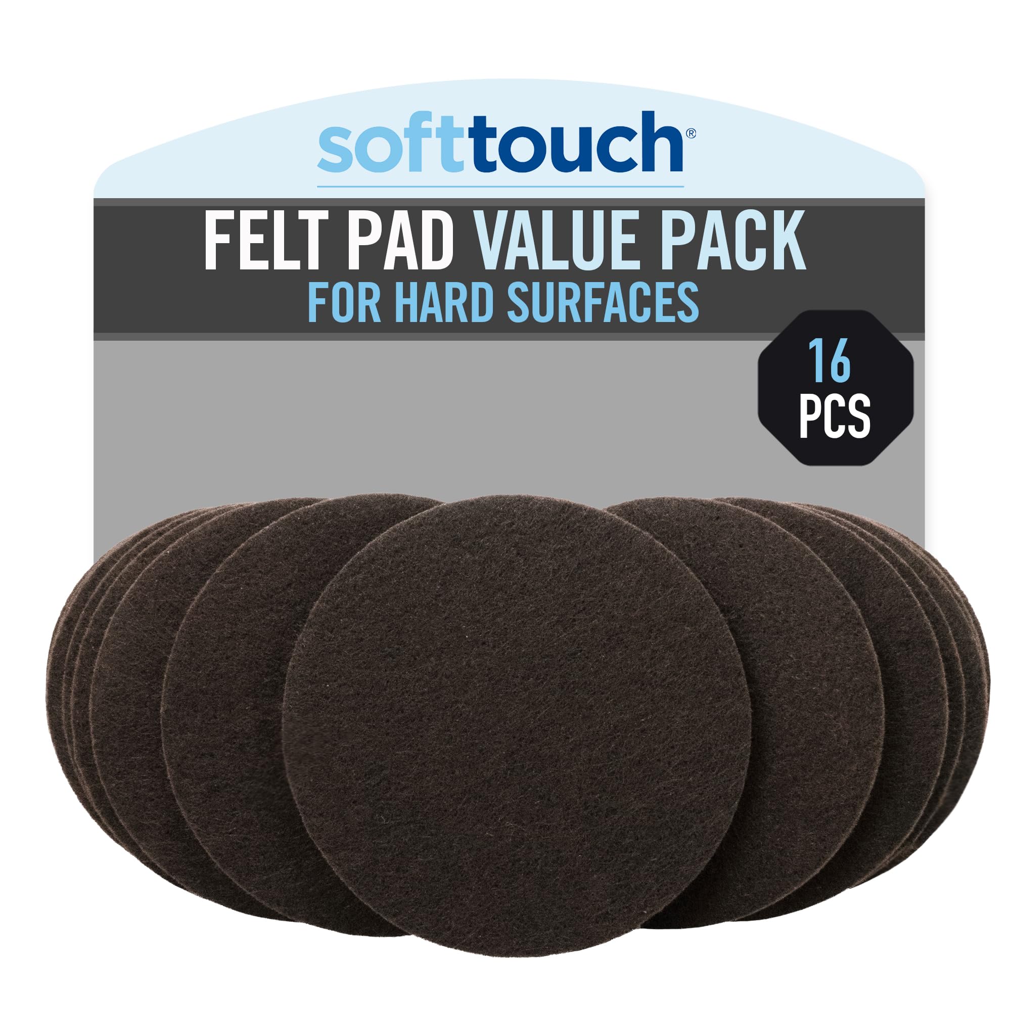 SOFTTOUCH 4723895N - Almohadillas de Fieltro para Muebles para Proteger Suelos de Madera Dura de arañazos, Color marrón, 3 Pulgadas