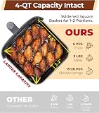 CARTMAN 4QT Small Portable Air Fryer, Ultra-Flat Mini Air Fryer 4 Quart, Ultra-flat 6.7" height for travel & RV, includes 50 liners & accessories, clear viewing window, 7 presets, 450°F temp — image 3
