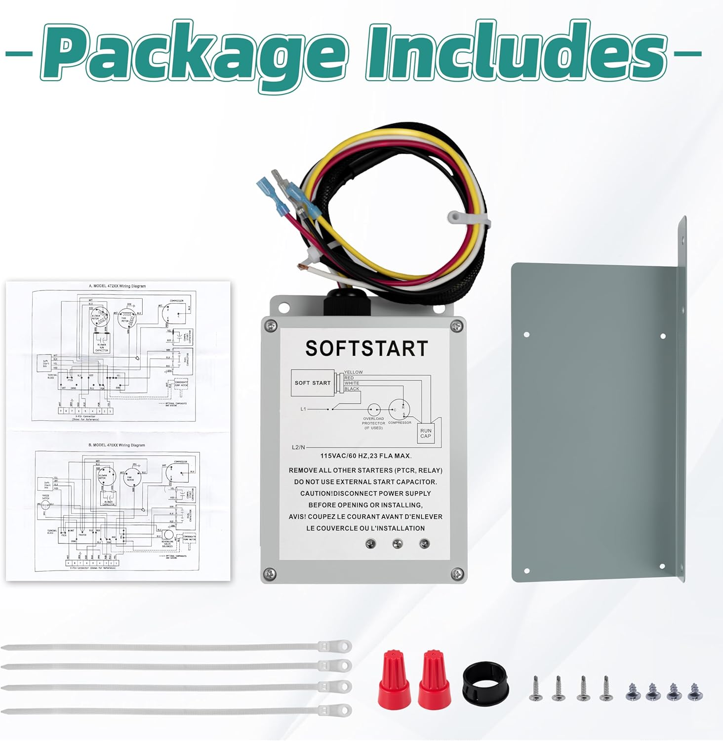 1497-3601 RV AC Soft Start Kit, Compatible with Coleman Mach 450XX, 452XX, 470XX, 472XX, 480XX, 482XX Series AC, Reduces Compressor Startup Surge and Energy Consumption, Ensures Smooth Operation.