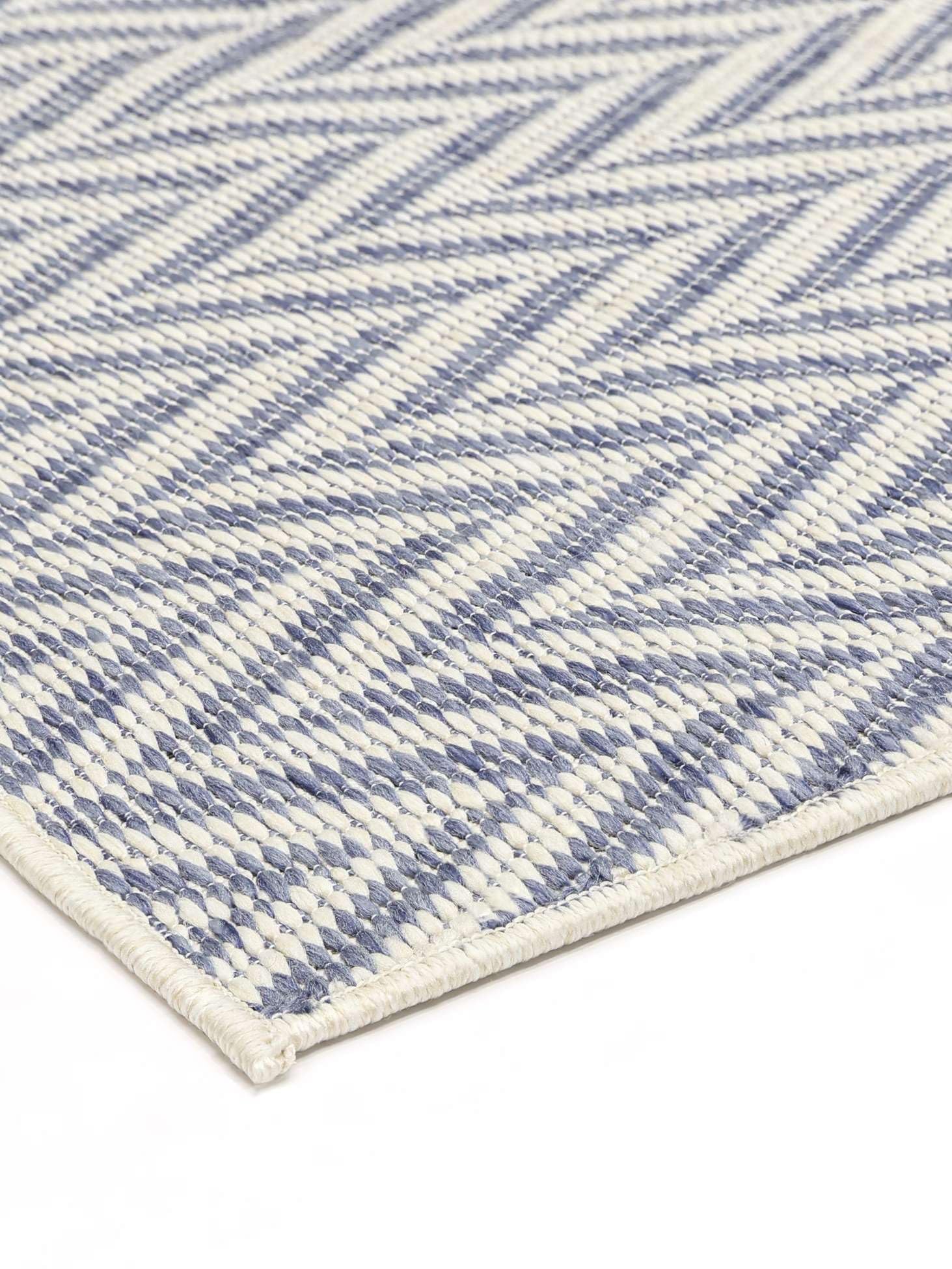 RugVista Amalfi Doormat Felpudo, 80 x 120 cm, Azul/Blanco | Modernas, Rectangular, Pelo corto, Lavado a mano, Oeko-Tex 100, Pasillo