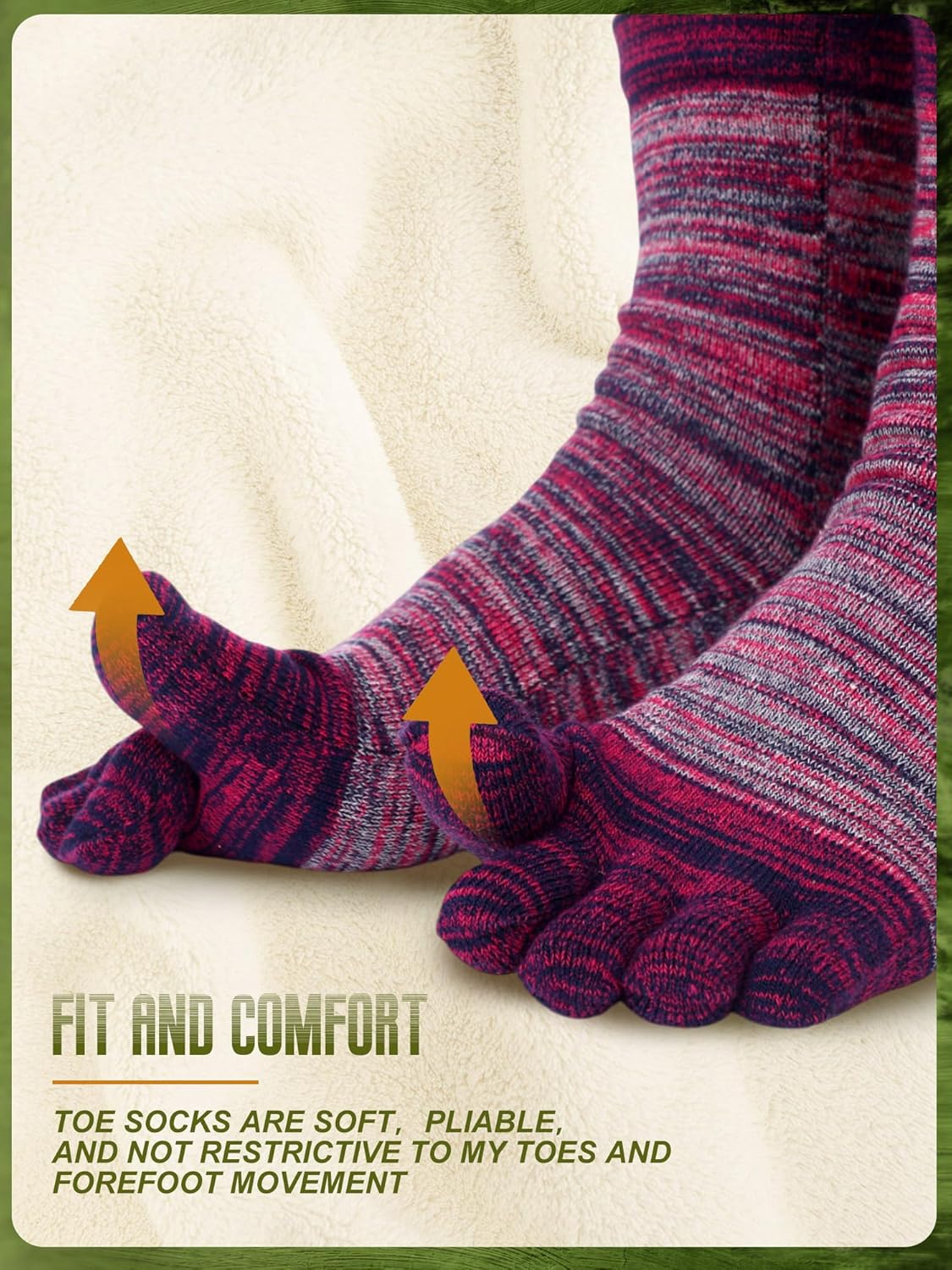 Women Toe Socks Cotton Crew Breathable Socks with Toes for Women Men Athletic Running - Image 6