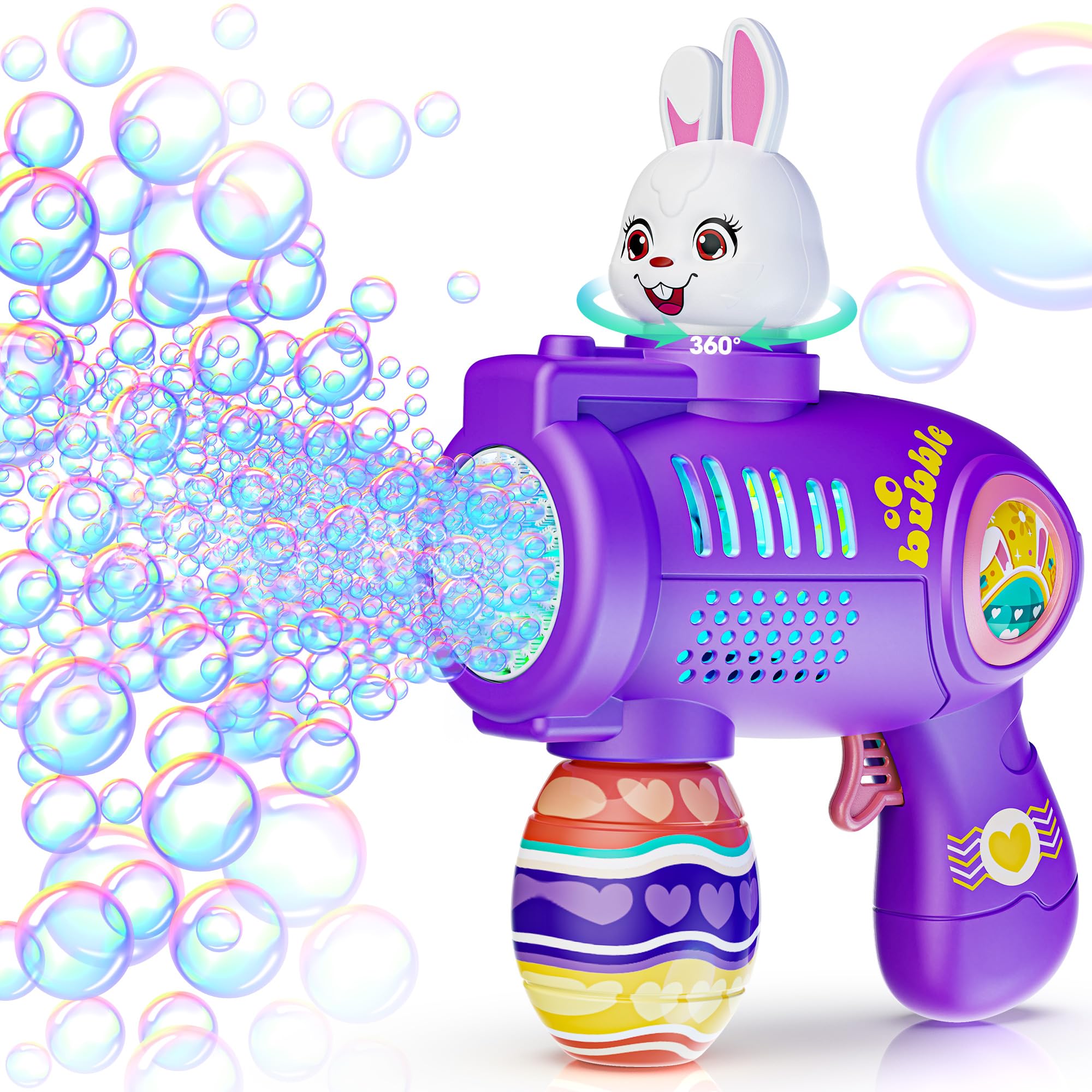 Photo 1 of Easter Bunny Bubble Machine Gun for Toddlers, Easter Basket Stuffers for Kids Ages 3-8, Automatic Bubble Maker with 5 Packs Solution, Birthday Gift, Party Favors for Little Girls Boys