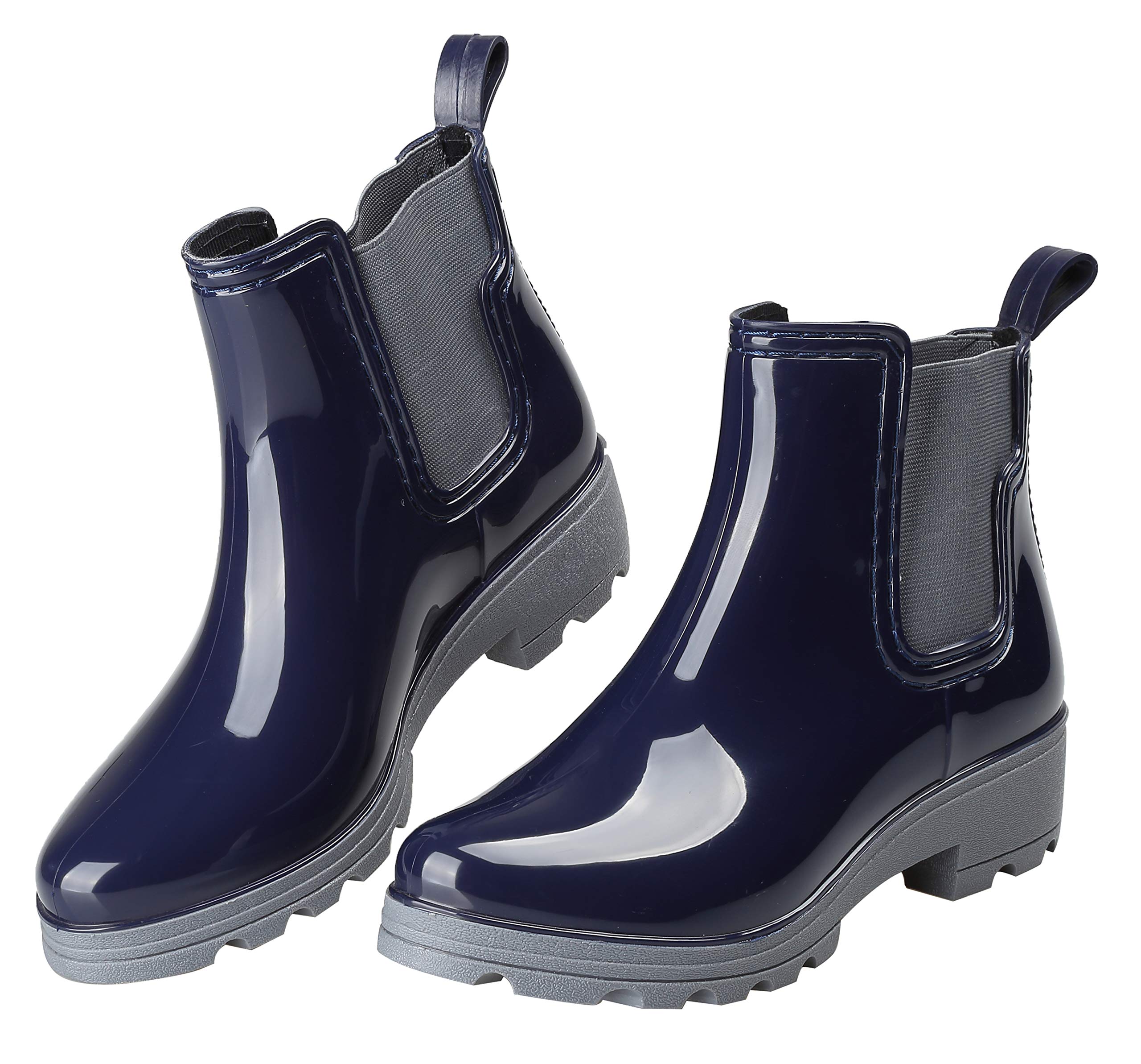 EYUSHIJIAEYUSHIJIA Women's Short Rain Boots Waterproof Slip On Ankle Chelsea Booties