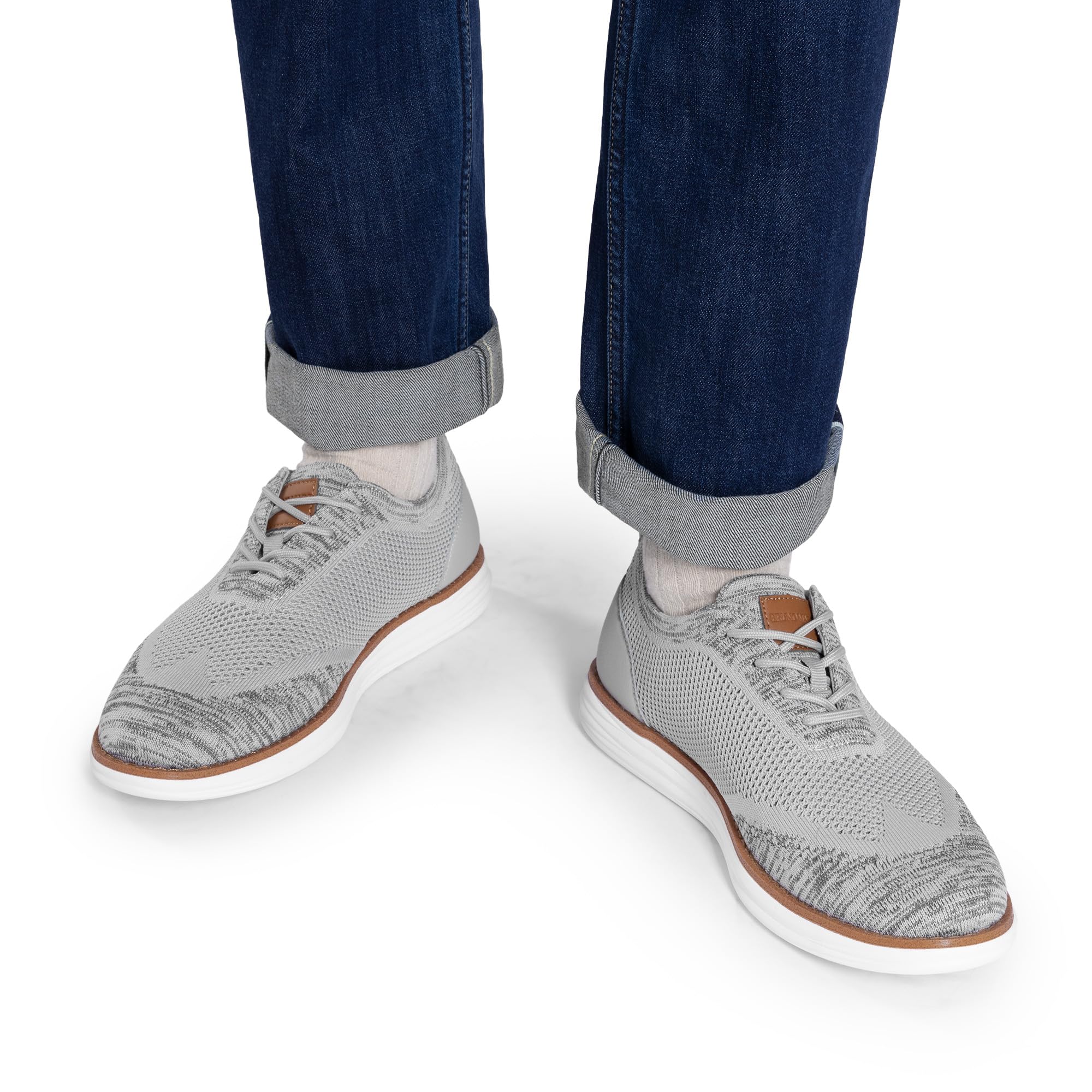 Bruno Marc Zapatos de Cordones Transpirables Zapatillas de Vestir Oxfords Clásico Formales Derby para Hombre Verano Casuales,Size 46,Gris Claro,GRAND-02