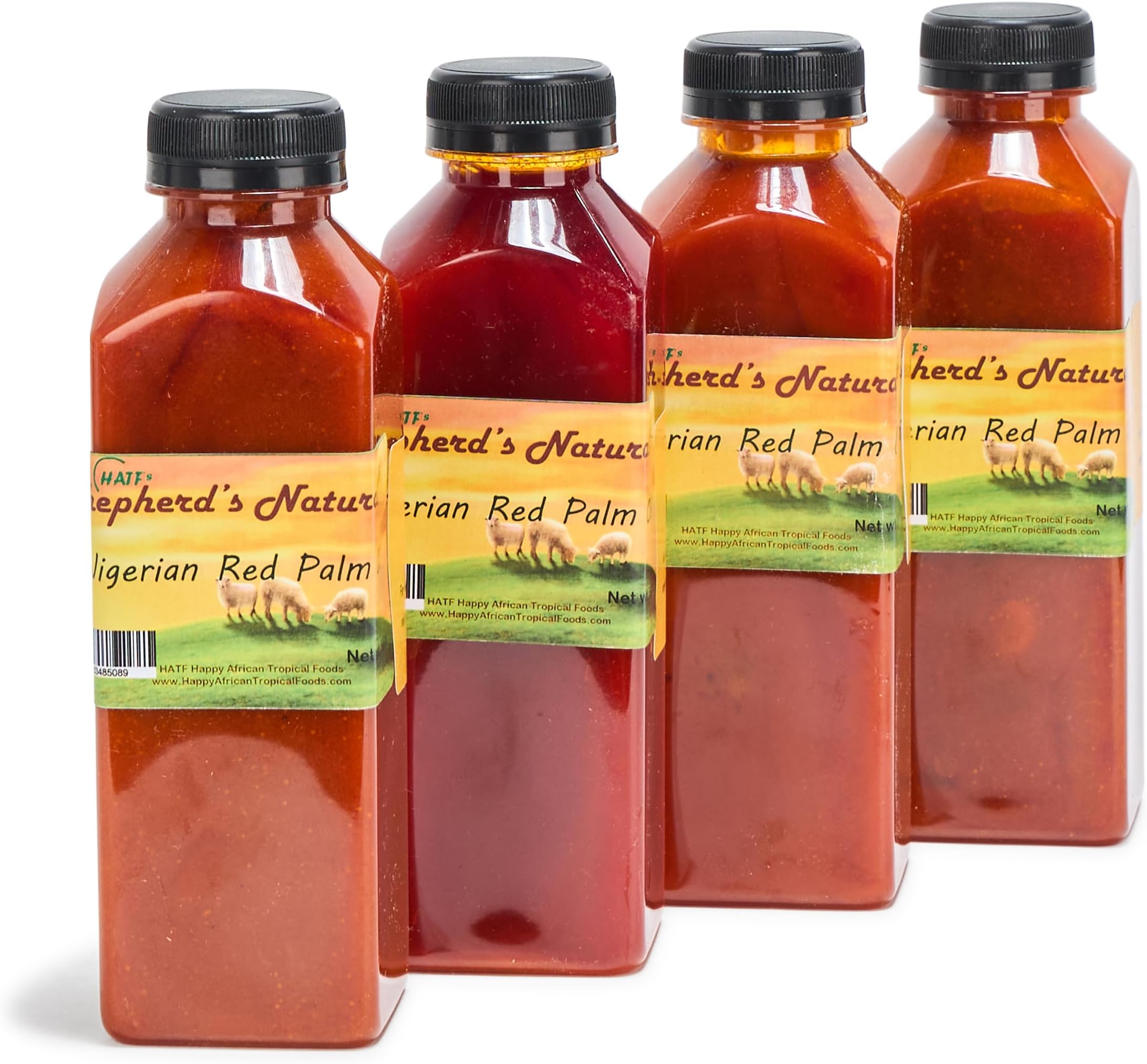 HATF's Shepherd's Natural Red Palm Oil 2 Liters / 67.628 fl. oz (4 bottles x 500 ml) - All natural (nothing added), Virgin, and Nutrient-Dense for Healthy Cooking, Skincare & Hair Care Routines.
