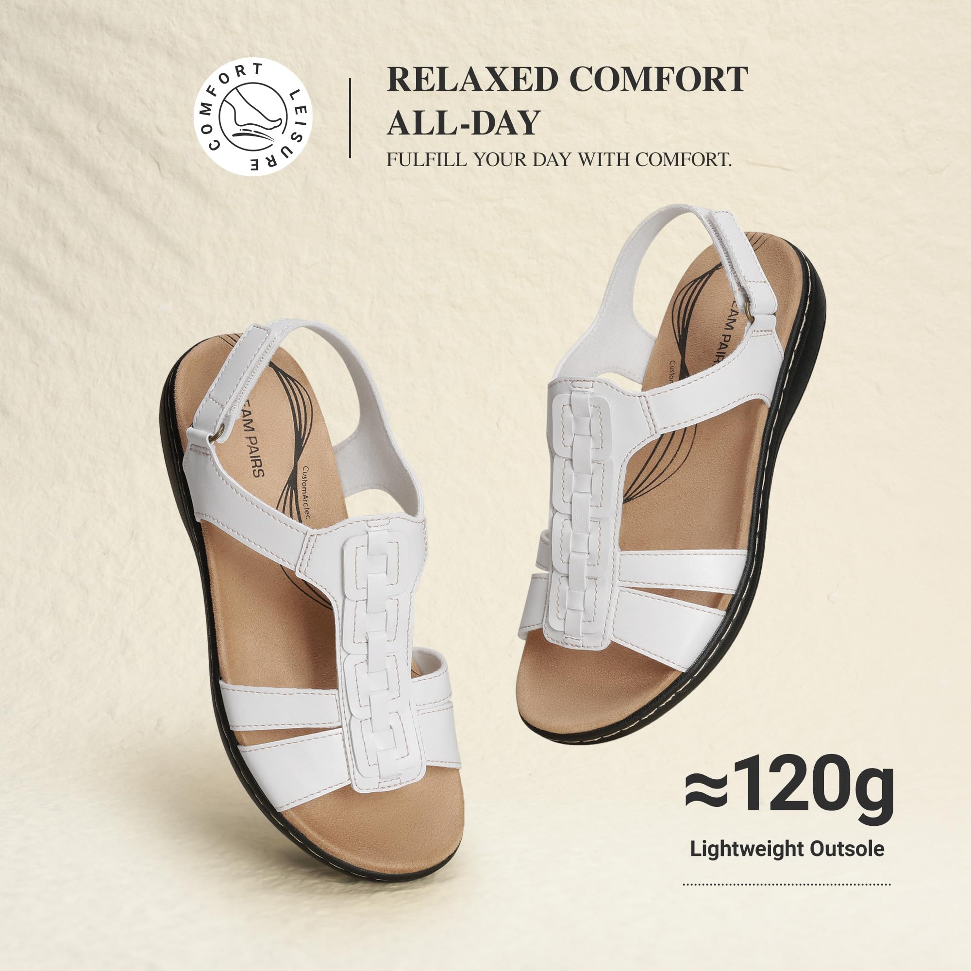 DREAM PAIRS Sandali da Donna con Supporto all'Arco Plantare – Comodi Sandali Bassi Estivi, Casual per la Spiaggia e le Passeggiate