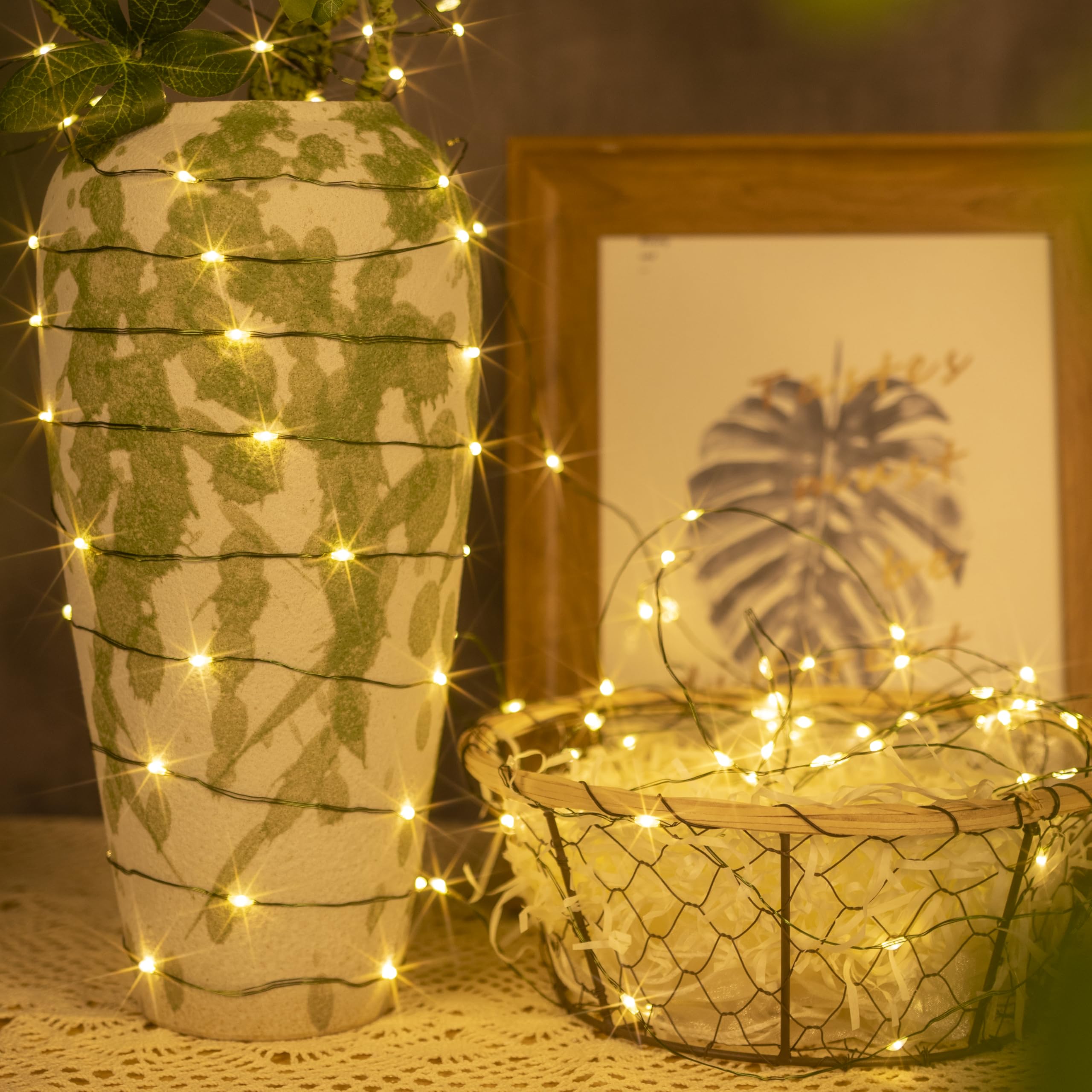 PCORES Solar String Lights Outdoor, 12M/40Ft 240 LED Fairy Lights, 2X Brighter Warm White, 8 Lighting Modes - Image 4
