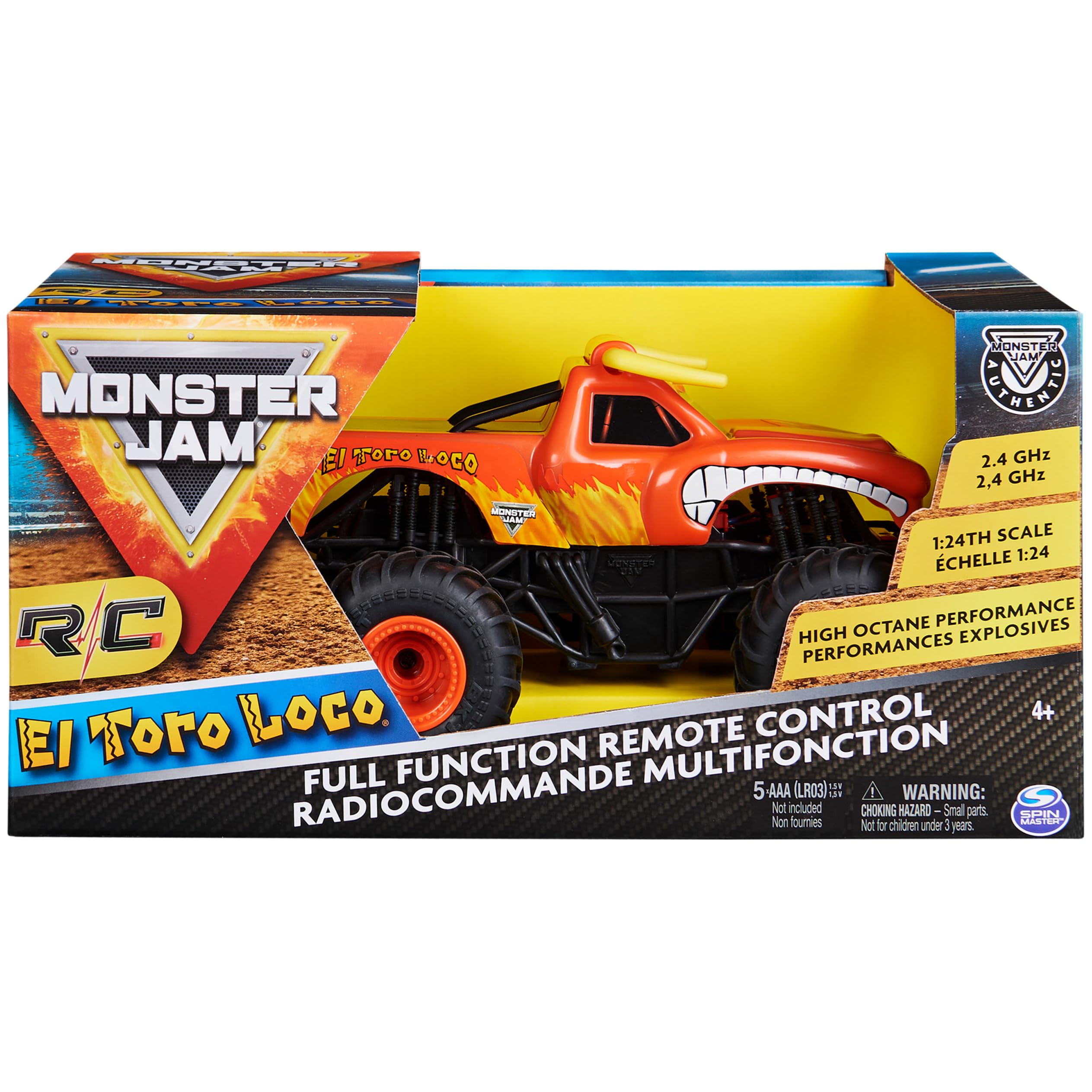 Monster Jam Oficjalny pilot El Toro Loco Monster Truck, skala 1:24, 2,4 GHz, dla dzieci w wieku od 4 lat