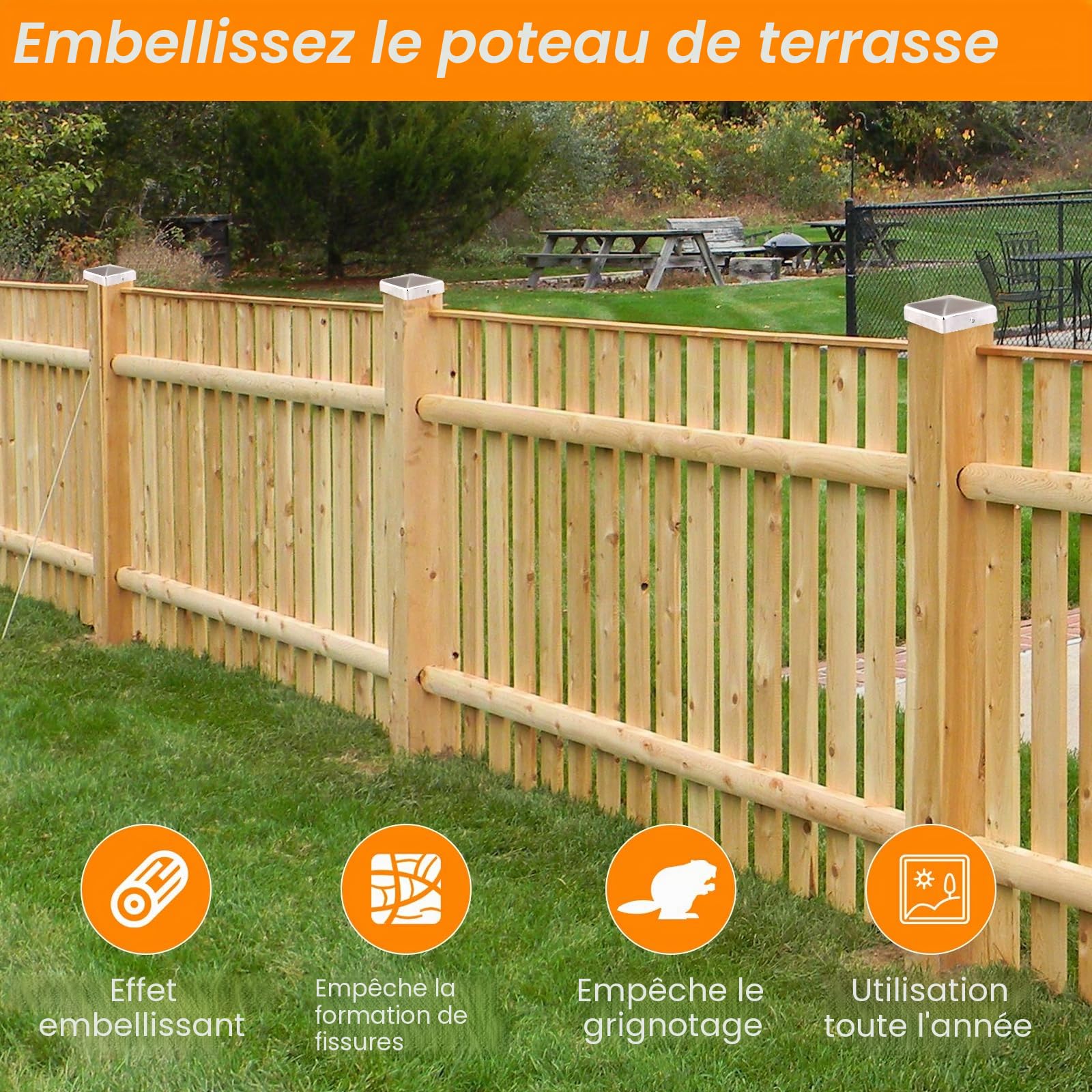 10 Pièces Chapeaux poteau acier galvanisé 7x7 cm, forme pyramidale métal – résistant intempéries & UV, anti-pluie – vis incluses – pour poteaux bois & clôtures – parfait jardin, carport, terrasse