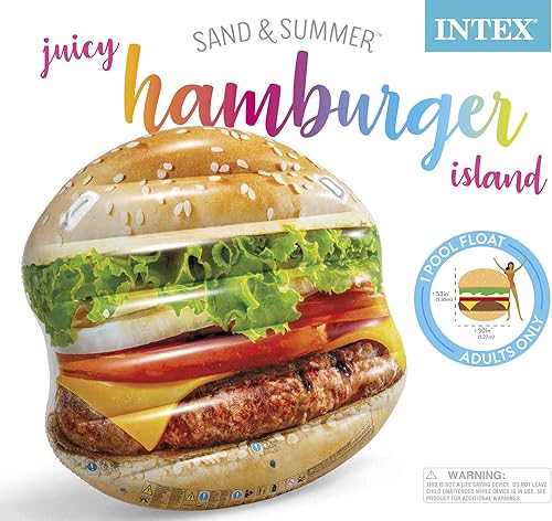 Miniatura 4 de Intex Isla inflable de hamburguesa jugosa, 53" X 50" X 9"