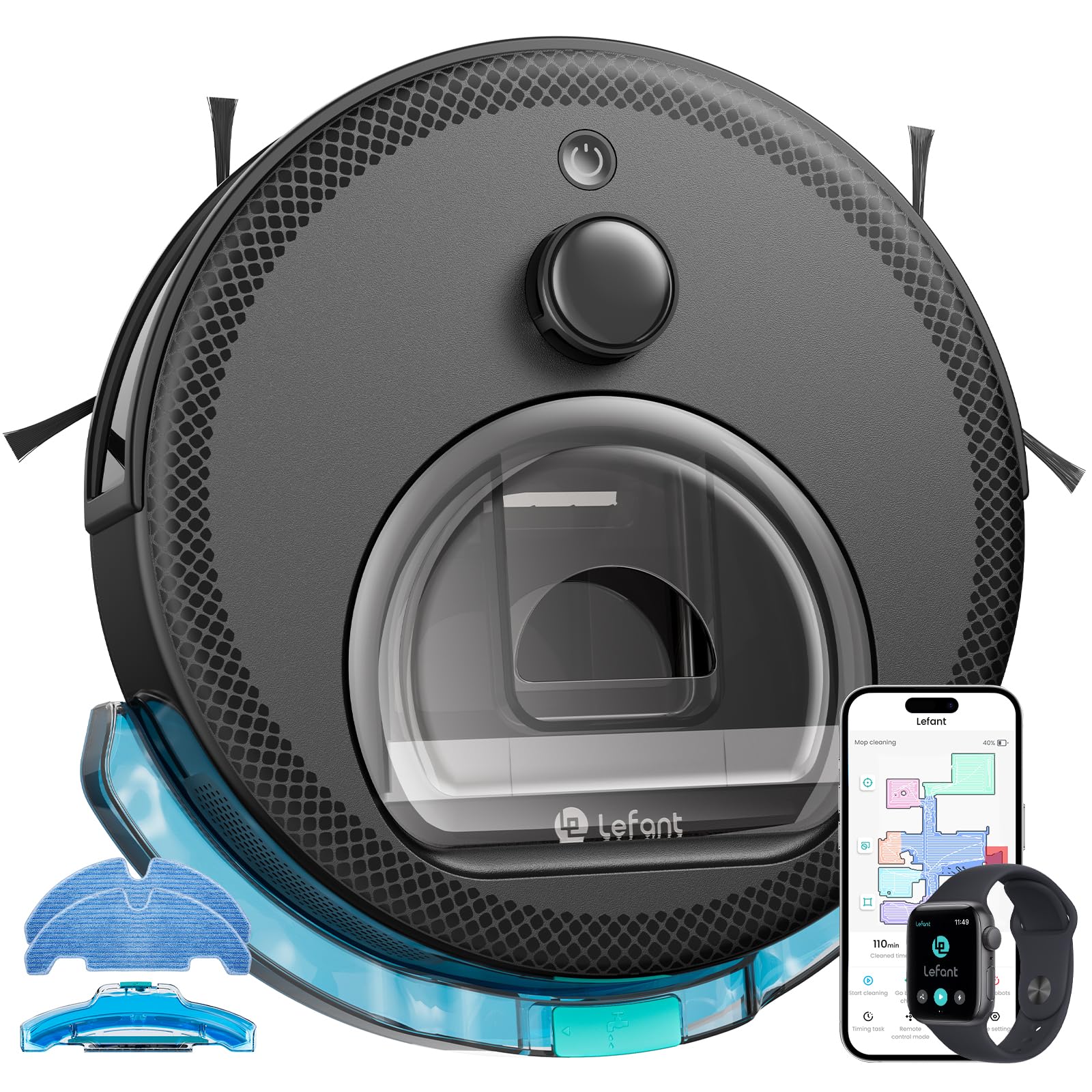 Lefant M330 Pro Robot Vacuum Cleaner with Mop, 5000Pa Suction, dToF Laser Navigation, 190° Obstacle Detection, WiFi 2.4G/5G, App/Alexa Voice Control, 150 Mins Runtime