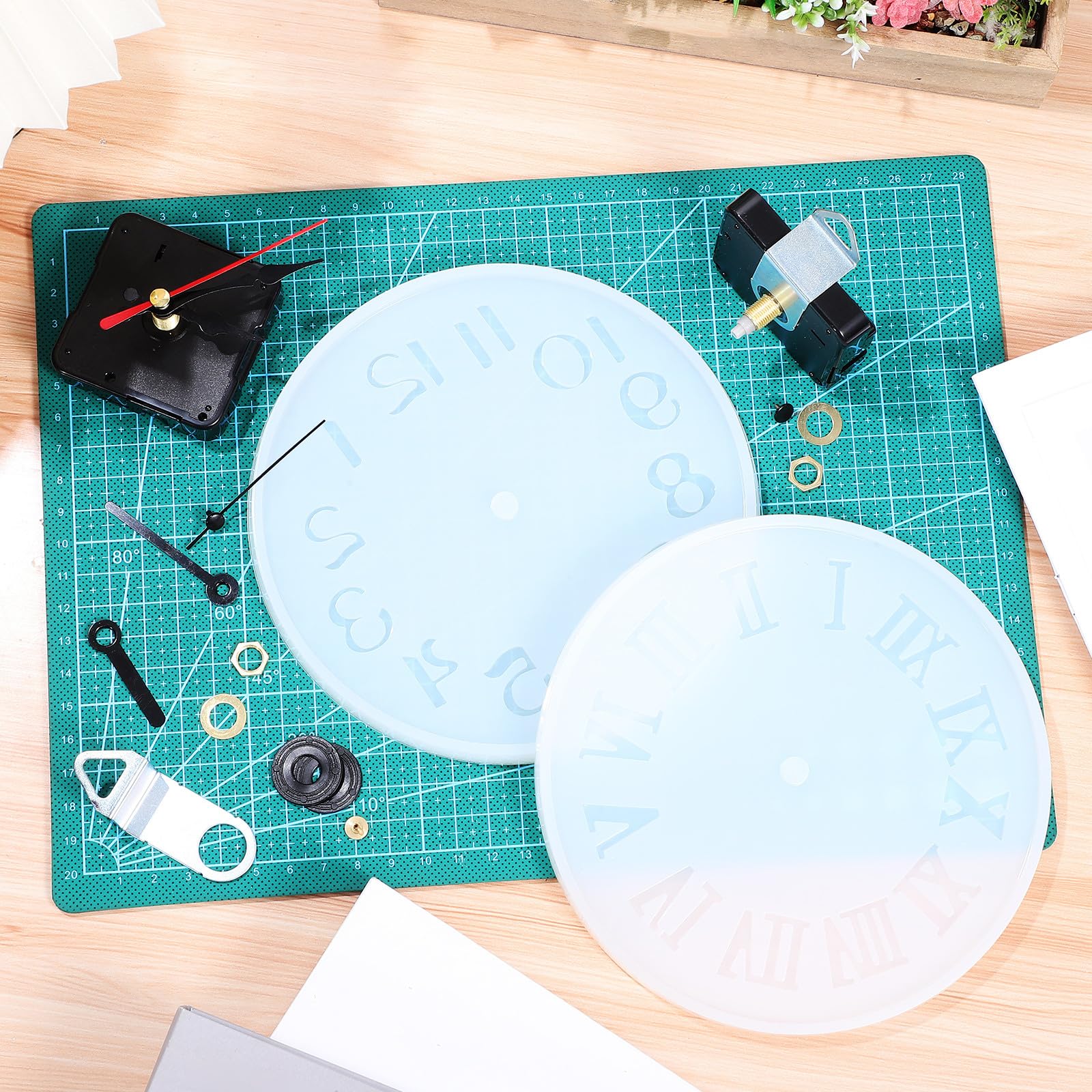 Toddmomy 2 Sets Moules à Horloge en Silicone Kit de Moulage Résine pour Création d'Horloges Murales Décoration