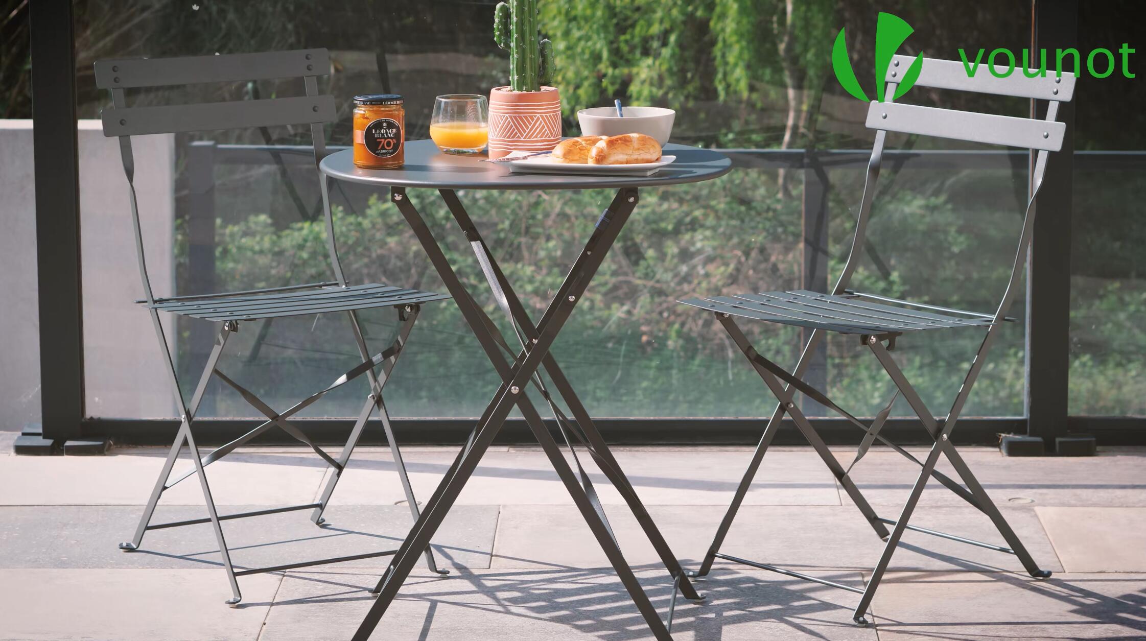 Conjunto Mesa Y Sillas Jardin Grand Patio 3-Piece Folding Bistro