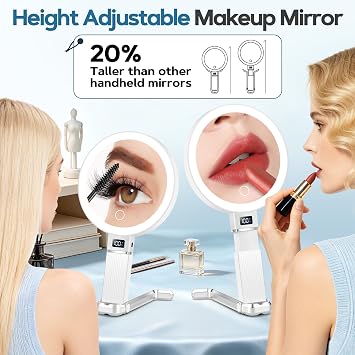 30X Travel Magnifying Mirror With Light, Double-Sided 1X/30X Travel Makeup Mirror with Light, 2000mAh 3 Color Modes with Adjustable Brightness, Vanity Mirror with Digital Display, Portable &Foldable