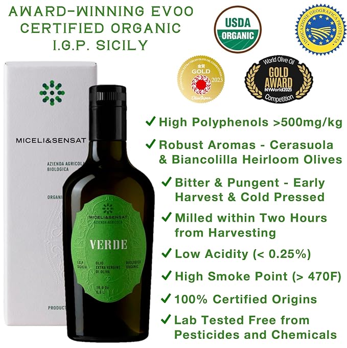 Aceite de Oliva Extra Virgen Orgánico Miceli&Sensat 500 ml miniatura 3