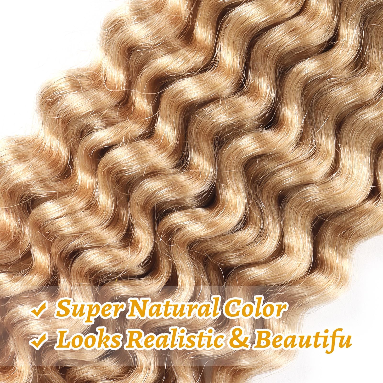 Ainimiu Hair Human Braiding Hair for Boho Braids Human Hair Braiding Hair 100g 18 Inch 27# Curly Boho Hair for Braiding Knotless Deep Wave Bulk Human Hair for Braiding Bohemian - Image 4