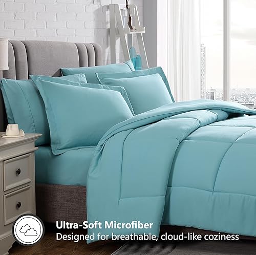 Vista 46 de American Home Collection Juego de edredón, peso medio, alternativa al plumón, microfibra ultrasuave, tamaño individual/individual XL, juego de 2
