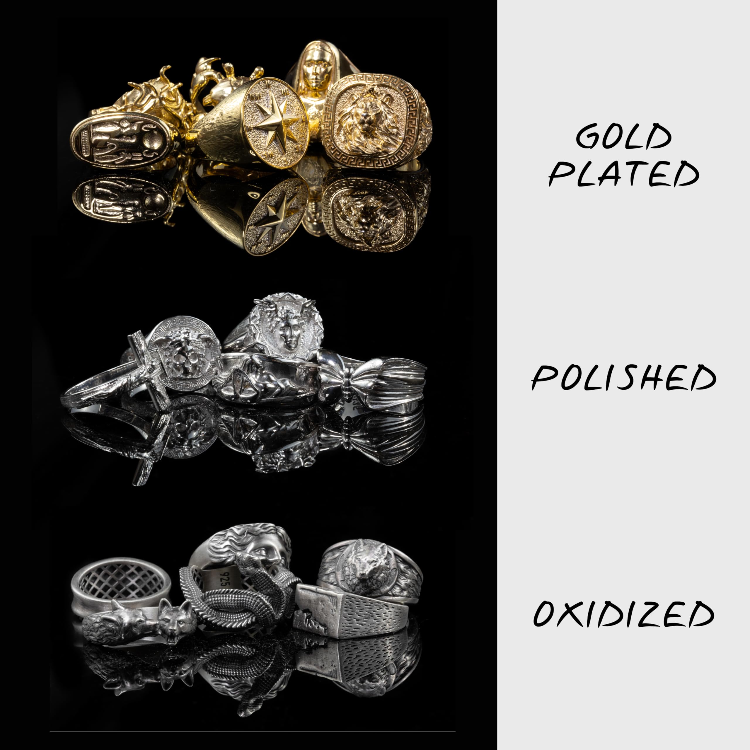 BySilverStone Jewelry Silberring Für Herren – Oktopus-Schädel Mit Seetang-Ring, Kraken-Herren-Siegelring Aus Oxidiertem Sterlingsilber, Gothic-Tierring Für Herren, Tentakel-Punk