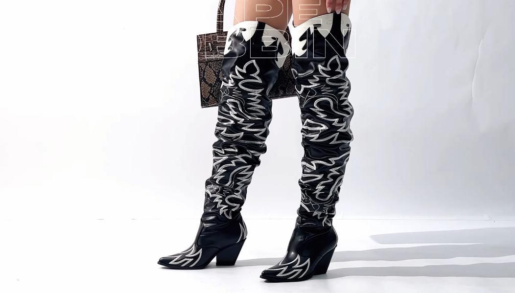 Cape Robbin Women's Western Thigh High Boots - Chunky Block Heel, Over The Knee, Pointed Toe