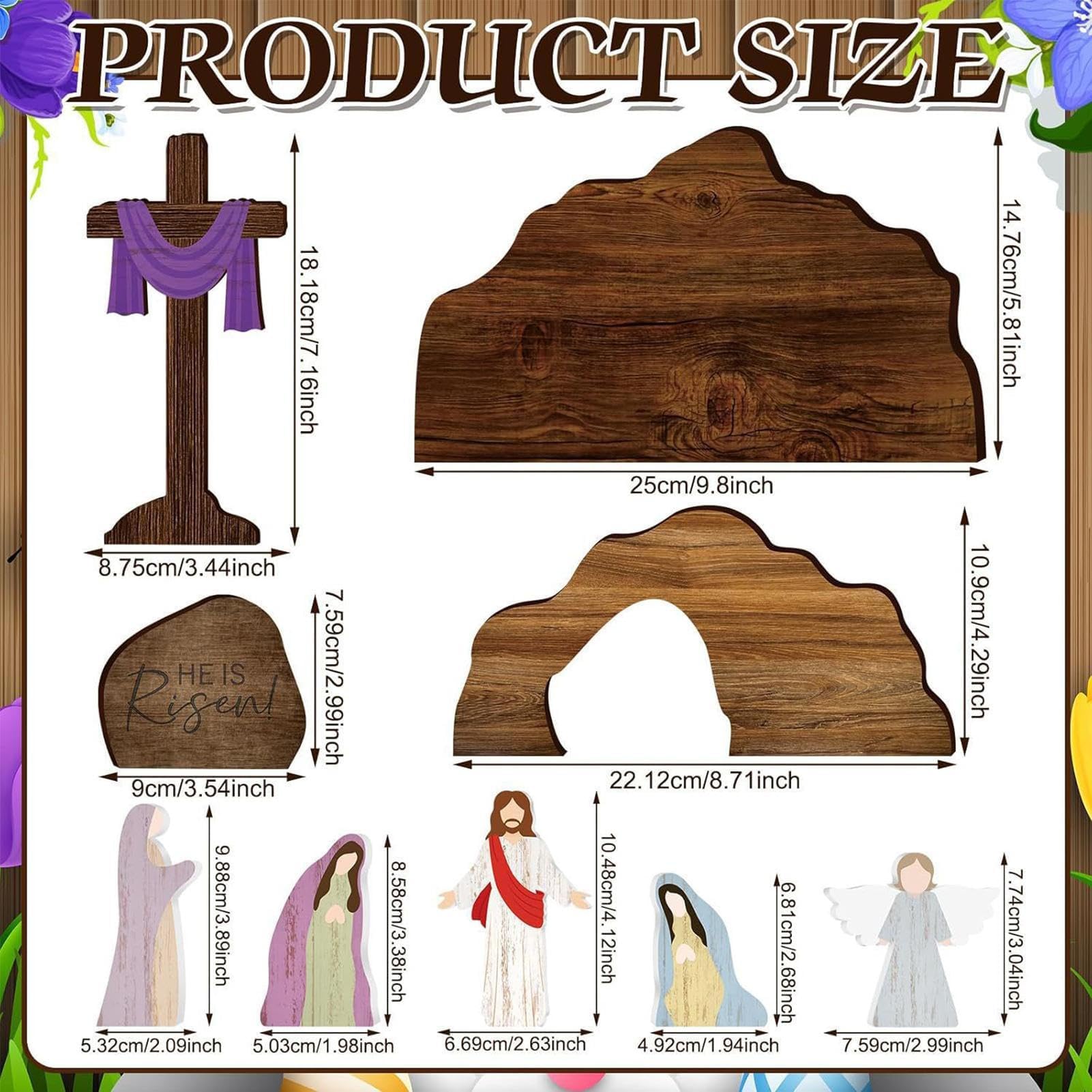 Presepe in legno, statuette religiose rustiche per Zuhau | Ideale per riunioni di famiglia, Pasqua, interni, giardino e tavolo; design tradizionale; crea un'atmosfera consapevole