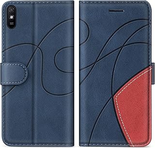 SUMIXON Cover per Xiaomi Redmi 9A, Custodia in PU Pelle per Xiaomi Redmi 9A, Portafoglio Cover a Libro con Chiusura Magnetica e Slot per Carte, Blu