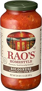 Rao's Homemade Bolognese Sauce 24 oz, Tomato Sauce, All Purpose, Keto Friendly Pasta Sauce, Premium Quality Tomatoes from Italy, Beef, Pork & Pancetta