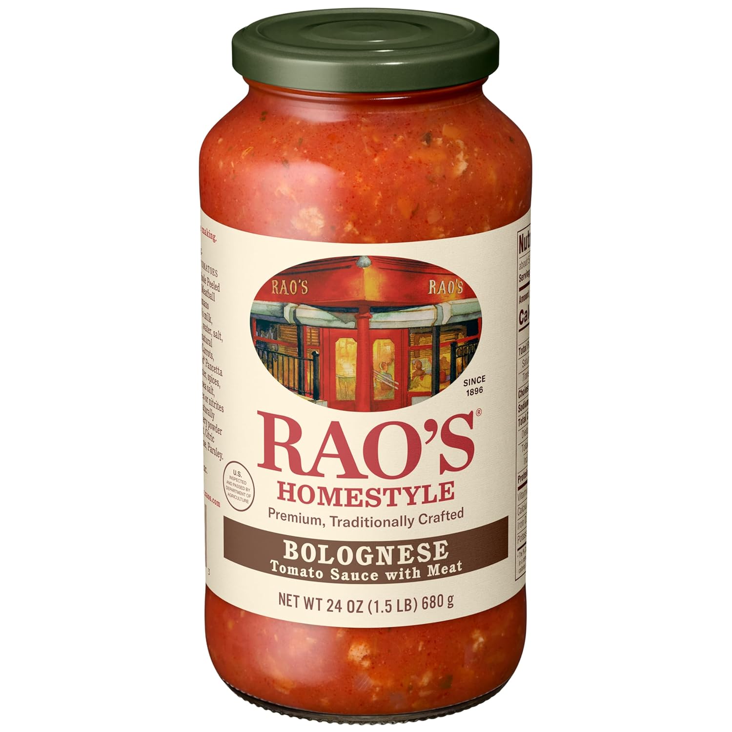 Rao's Homemade Bolognese Sauce 24oz - Keto-Friendly Italian Pasta Sauce with Premium Tomatoes, Beef, Pork & Pancetta