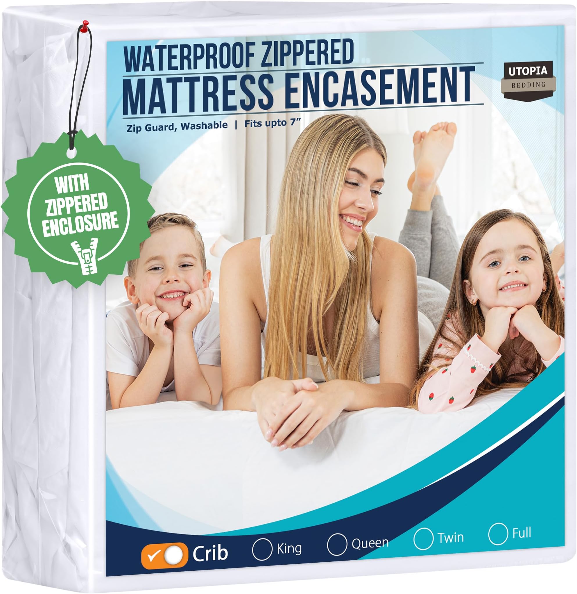 Utopia Bedding Zippered Mattress Encasement Crib - 100% Waterproof and Bed Bug Proof Mattress Protector - Absorbent, Six-Sided Mattress Cover