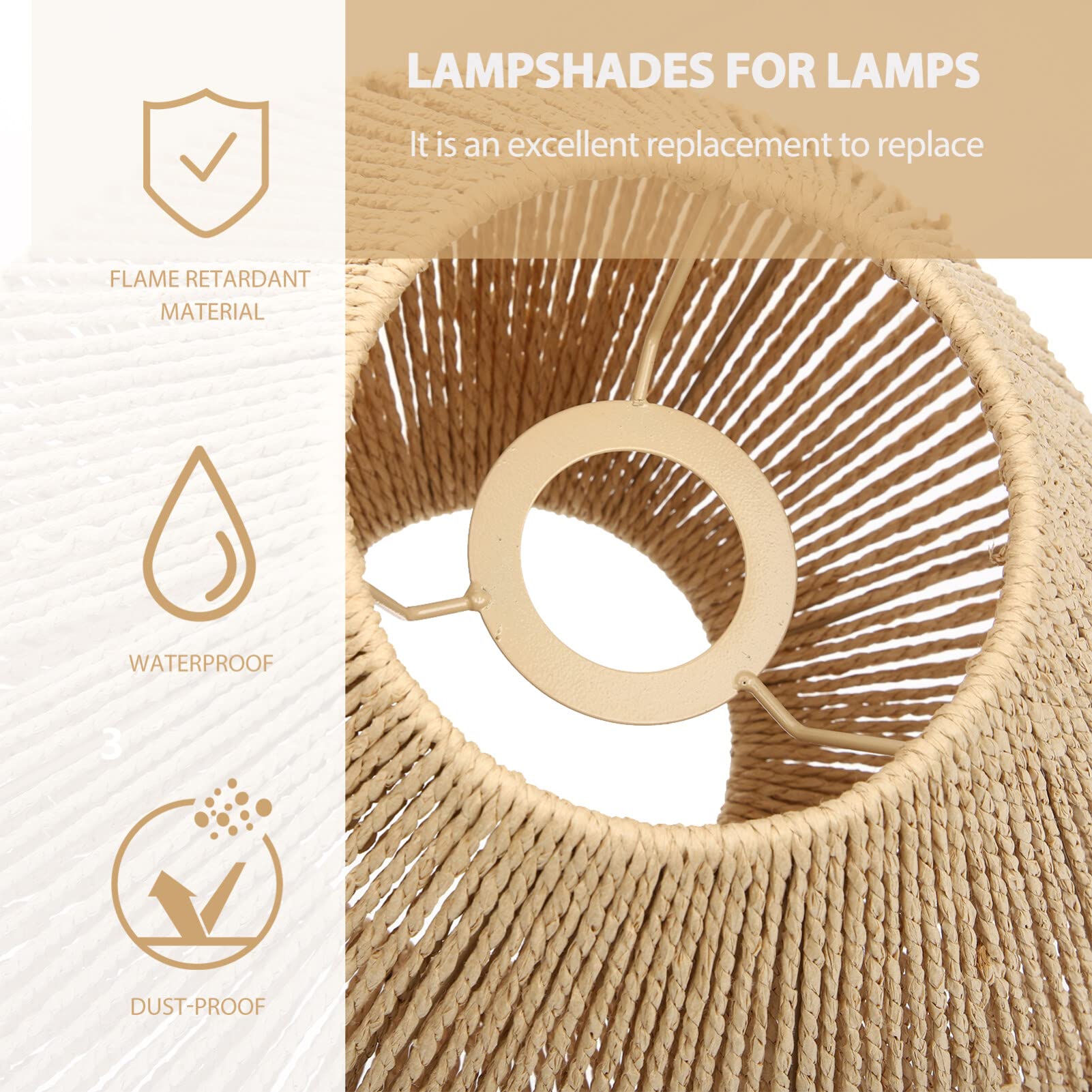 OSALADI Paralume In Rattan Intrecciato - Design Retrò In Corda Di Carta Per Lampadario, Caldo E Naturale