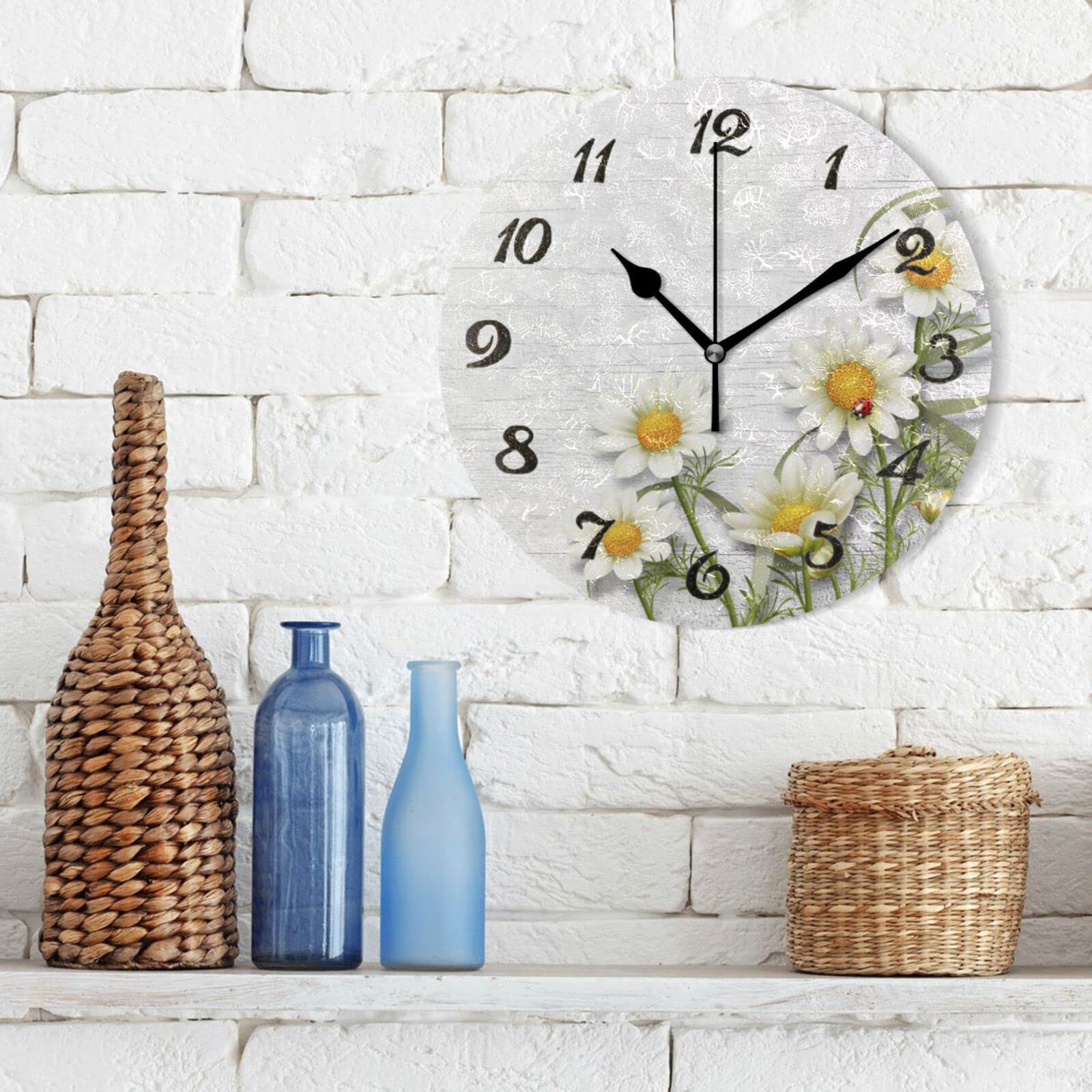 Amazon.com: susiyo Daisy Chamomile Flowers on Wooden Texture Wall