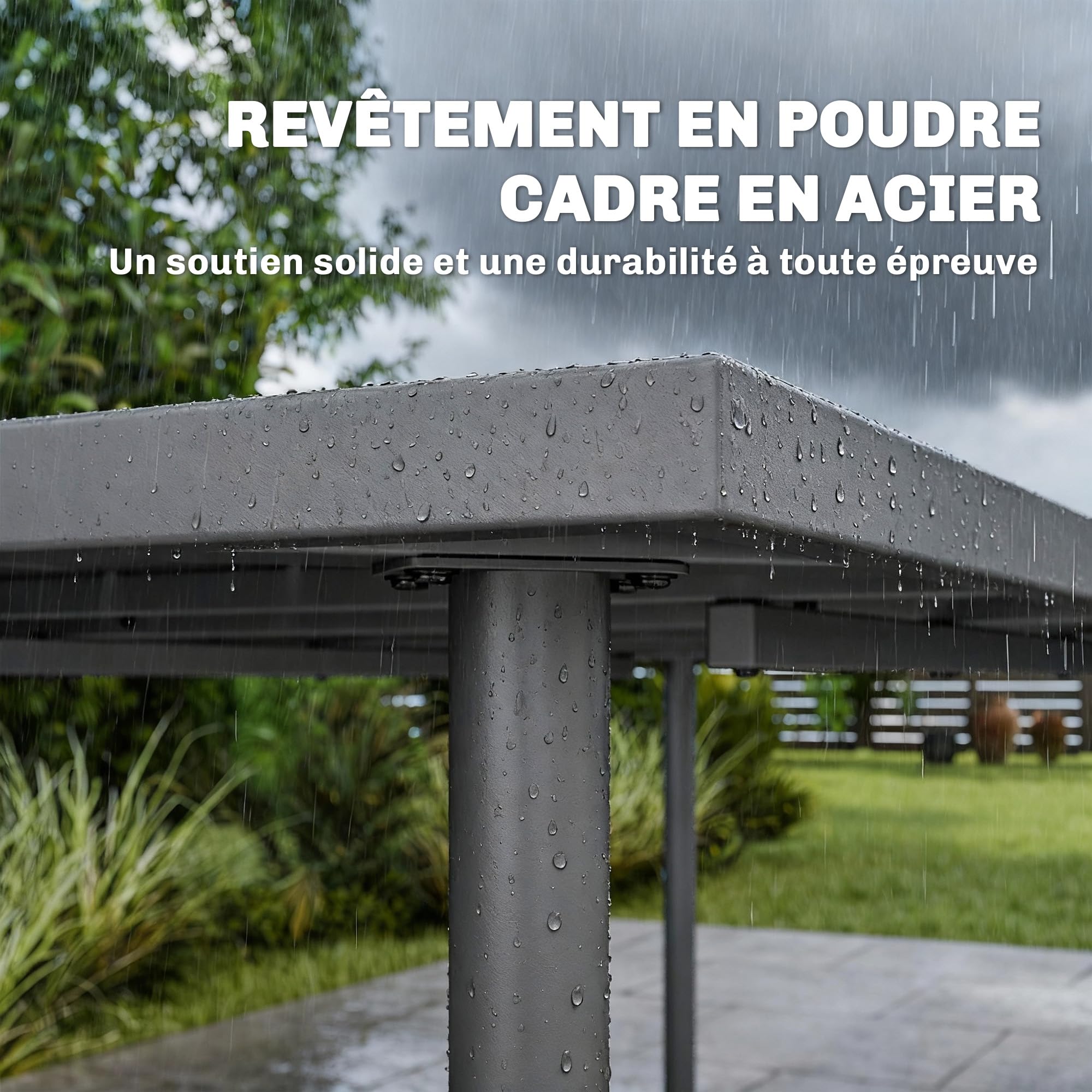 Outsunny Table de Jardin rectangulaire 165 x 80 cm métal Gris foncé