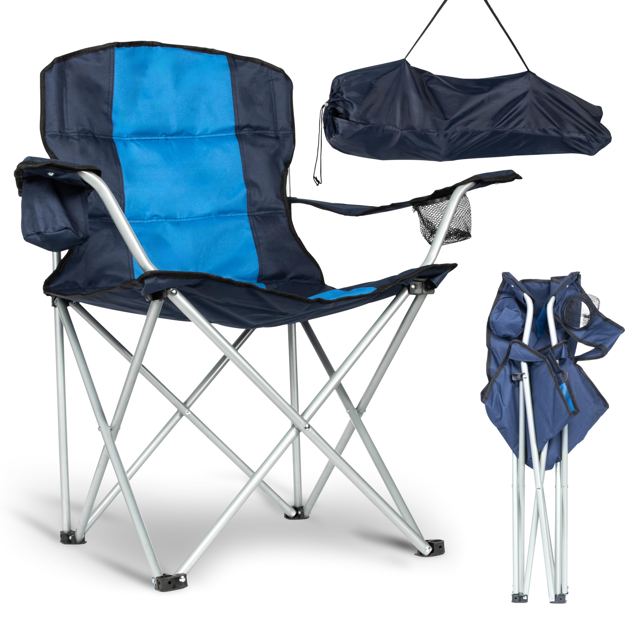 Relaxdays Campingstuhl 2er Set, Klappbare Campingsessel, Armlehnen, Bis